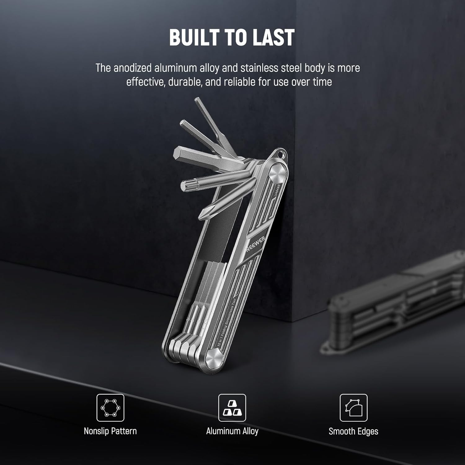 NEEWER 10 in 1 Folding Screwdrivers Tool Set: 4 Screwdrivers, 6 Hex Keys, Pocket Tool Compatible with Smallrig Camera Cage Rig Top Handle Tripod QR Plate, UA048S Silver image number 2