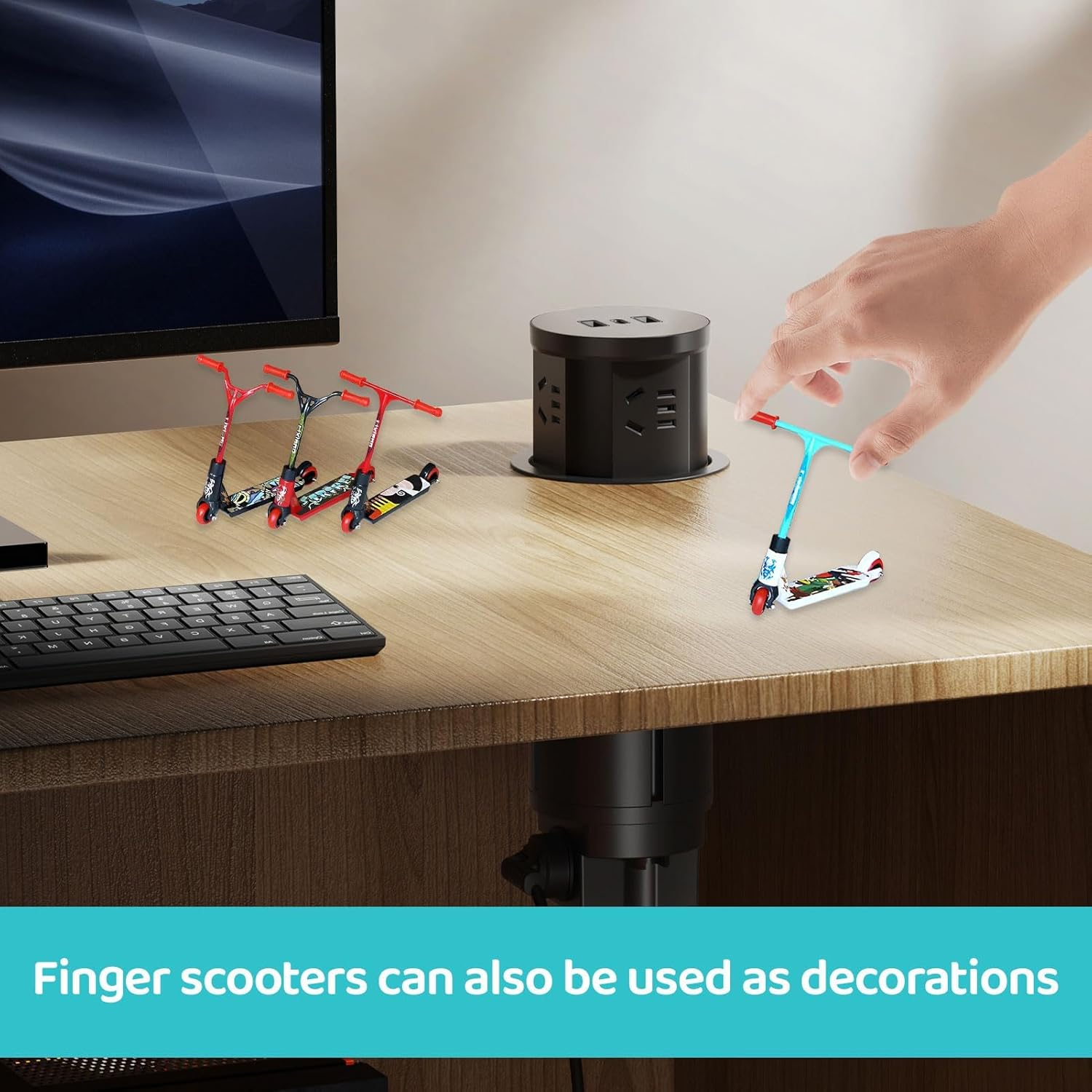 6PCS Tech Deck Scooter,Finger Scooter,Plastic Tech Deck,Cute Mini Teck Deck,Finger Skateboards for Party/Finger Training/Gift/Finger Board/Finger Bike(Straight & Curved Front - Red*2+Blue*2+Black*2) image number 5