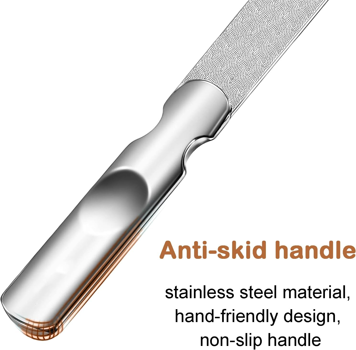 Zvorgath Stainless Steel Double Sided Nail File with anti - Slip Handle and Travel Leather Case for Men and Women, Great for Home, Salon or Travel Use image number 3