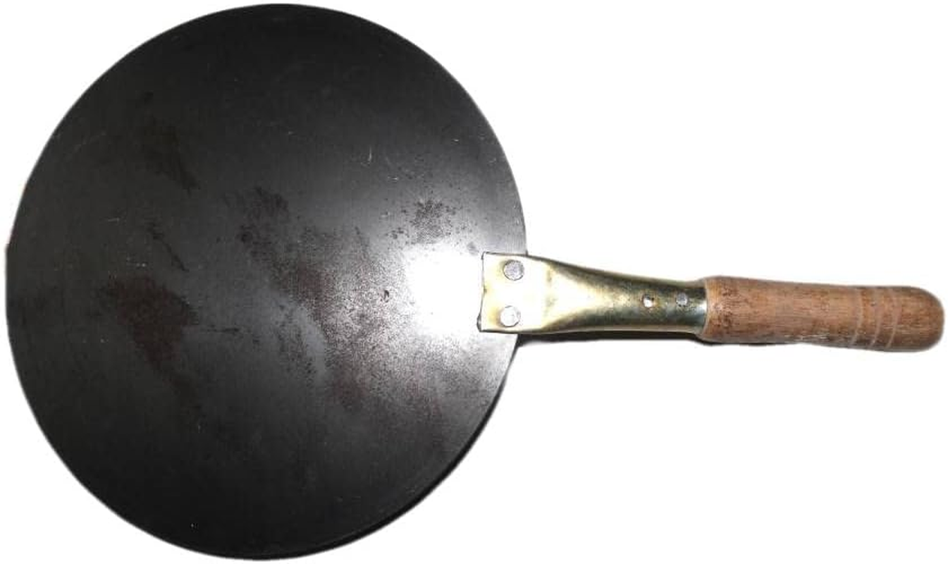 24 CM Pure Iron Concave Tawa with Unique Smooth Edges Metal Spoon Friendly Wooden Handle Perfect for Roti & Chapati image number 1
