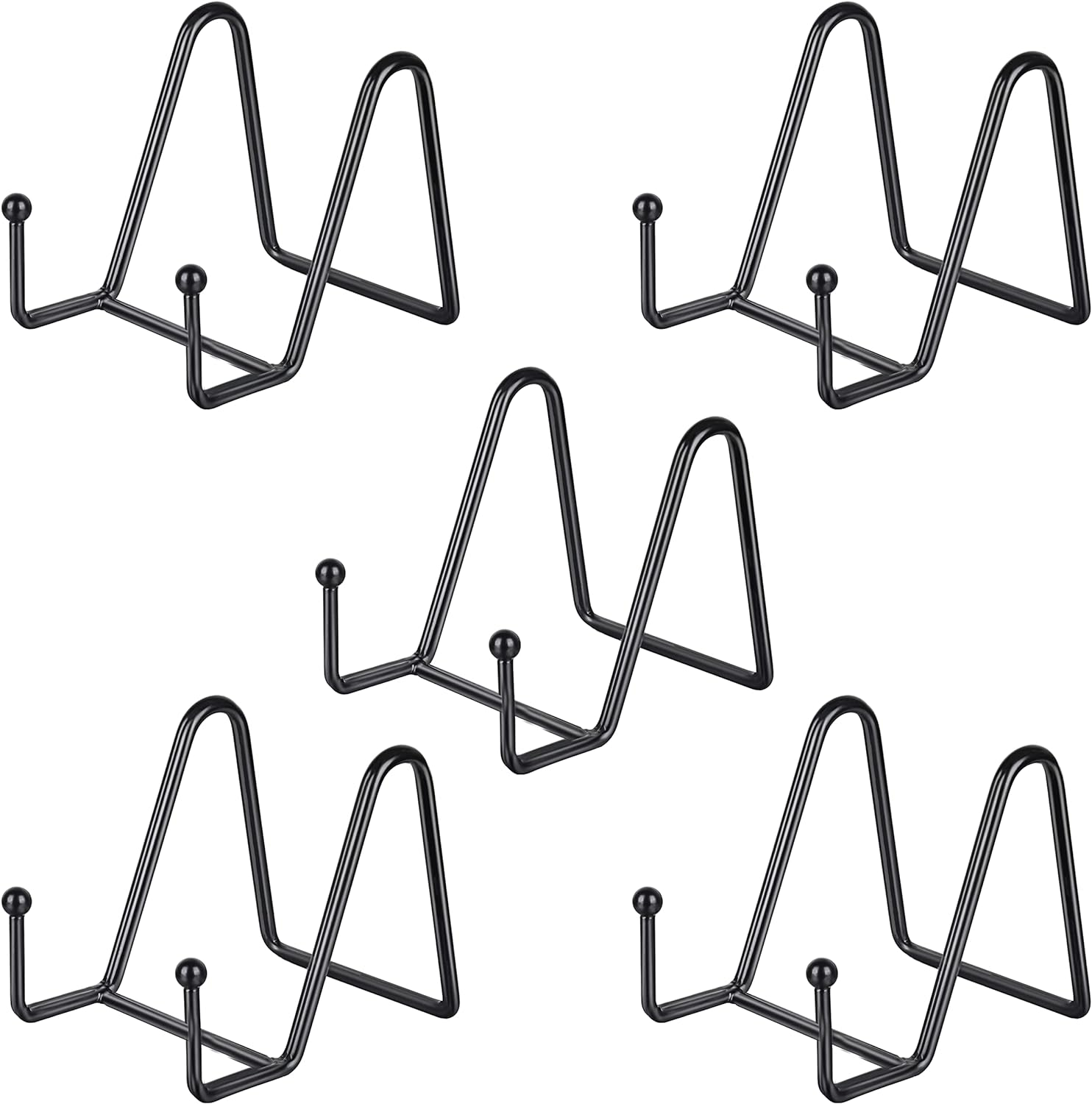 Ibosins 5 Pack 8 Inch Plate Holder Display Stands, Large Metal Black Frame Stand for Picture, Book, Photo Easel, Creation, Collectibles