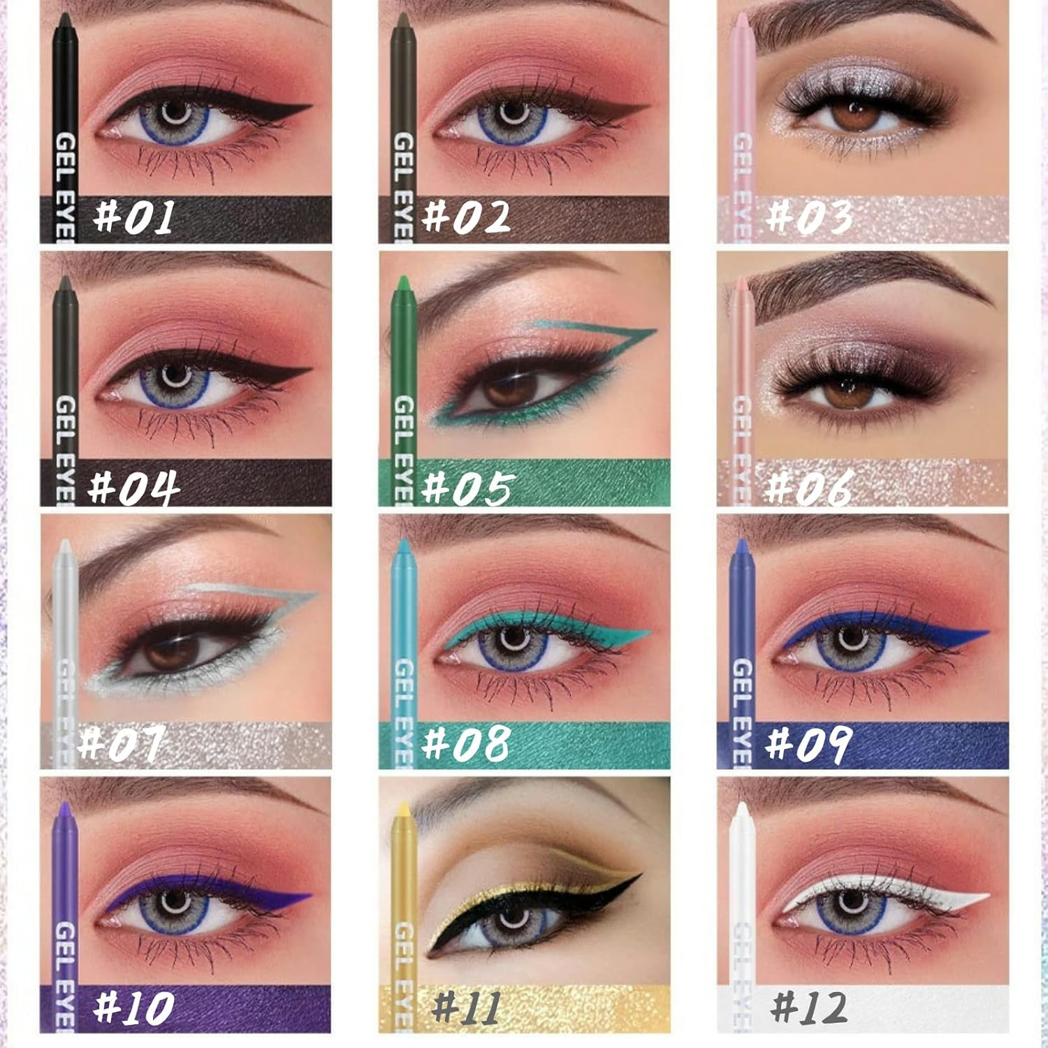 Purple Matte Eyeliner Gel Pencil &ndash; Waterproof, Smudge-Proof, Long-Lasting, High-Pigment Plum Eye Liner Pen - 02 image number 2