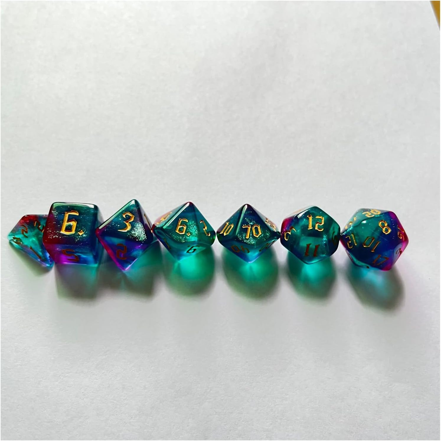 7Pcs Dice Glitter Polyhedral Dice Set for Table Game, 7-Die Dice DND Polyhedral Dice Set Role Playing Dice, Gaming Dices image number 5