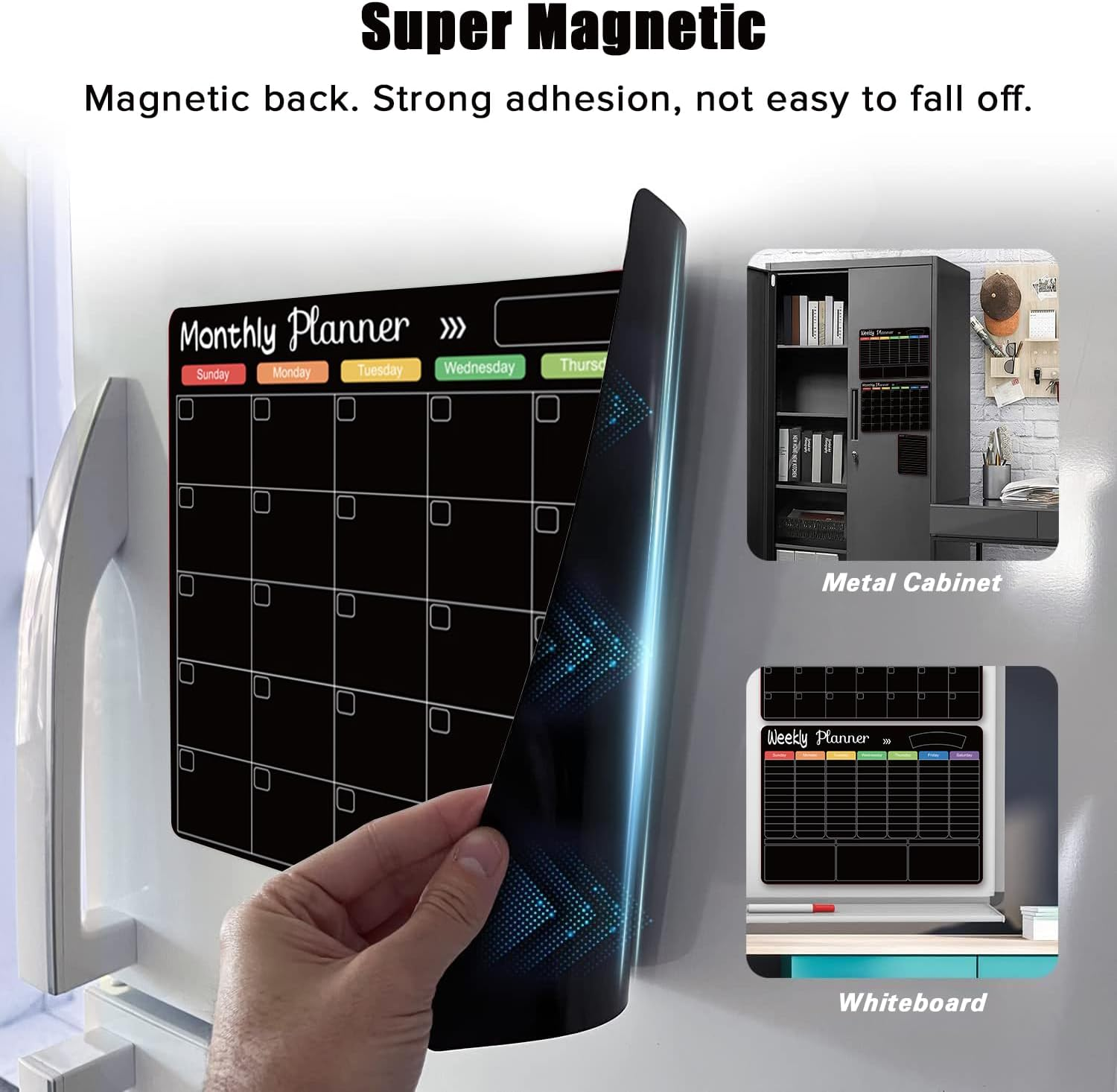 Yakiter Magnetic Fridge Calendar, Weekly Refrigerator Planner, Reusable Calendar with Dry Erase Board and 3 Markers, Kitchen Whiteboard (Weekly)