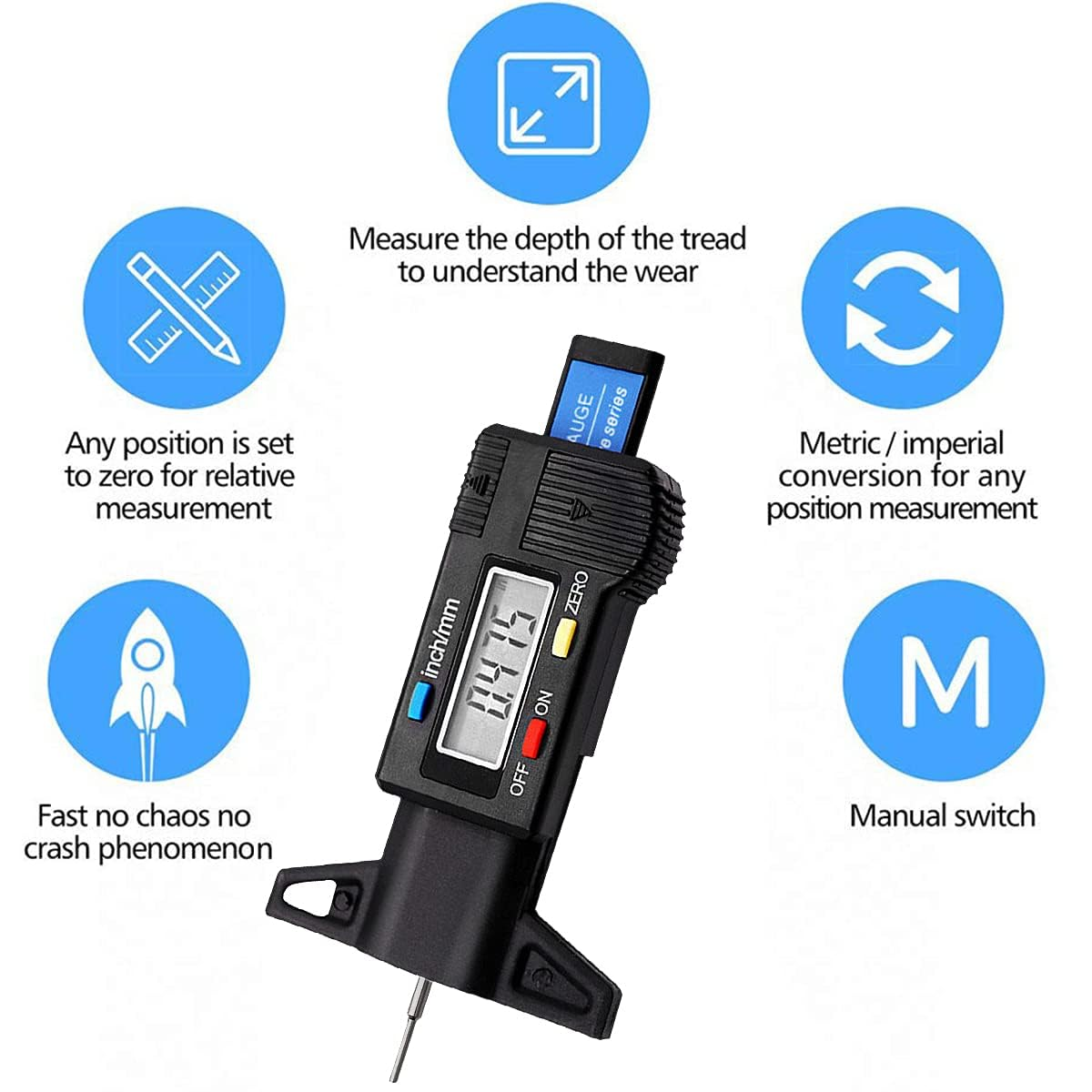 FANGXIN 3 Pieces Tire Tread Depth Gauge Tool Digital Tire Tread Depth Gauge Brake Lining Thickness Gauge Coded Tire Tread Depth Gauge Automotive Brake Pad Measure Ruler for Motorcycle, Car and Truck image number 3