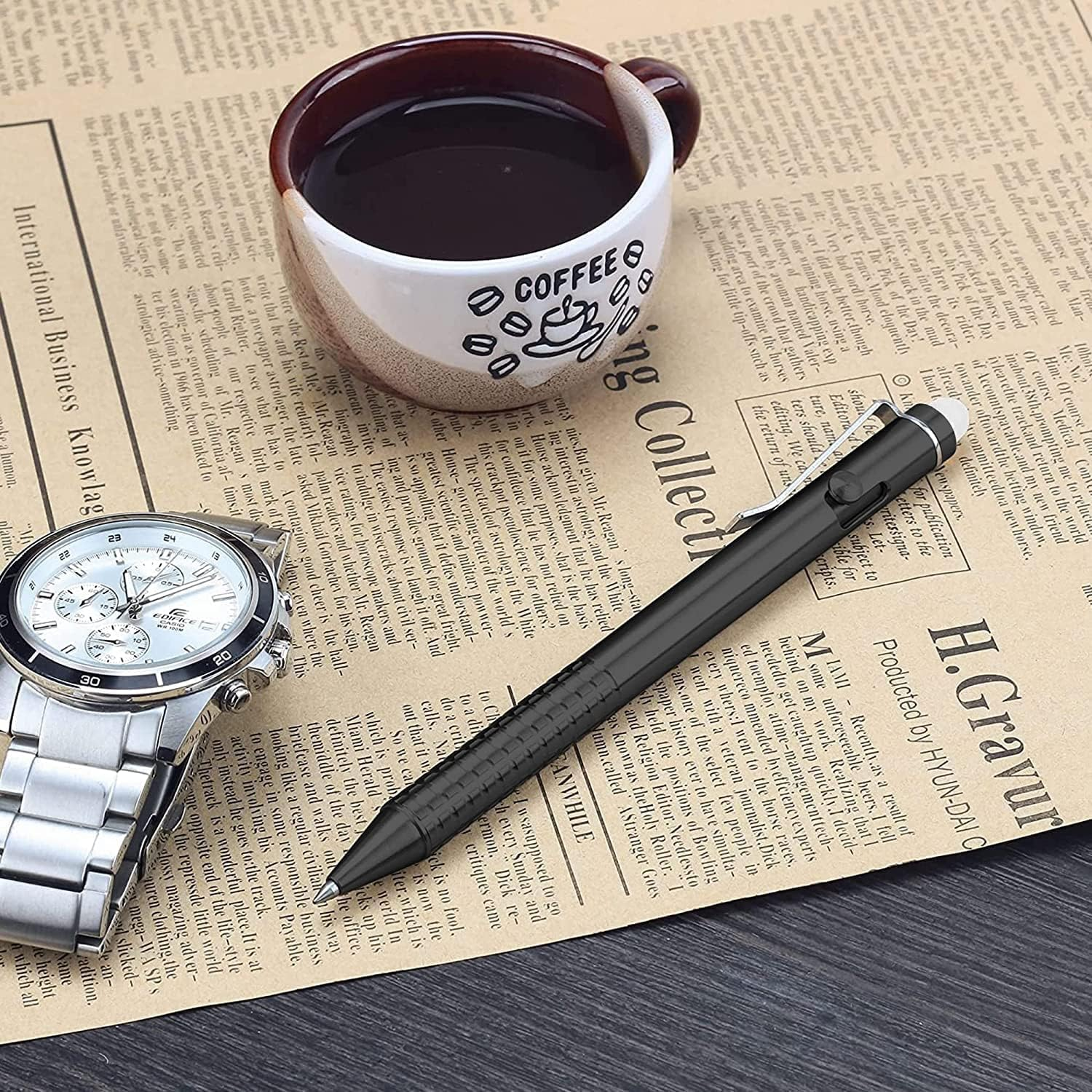 SMOOTHERPRO Erasable Ballpoint Pen Stainless Steel Pen Compatible with Pilot Frixion Refill for Office School Business EDC Color Natural (SSF010) image number 5