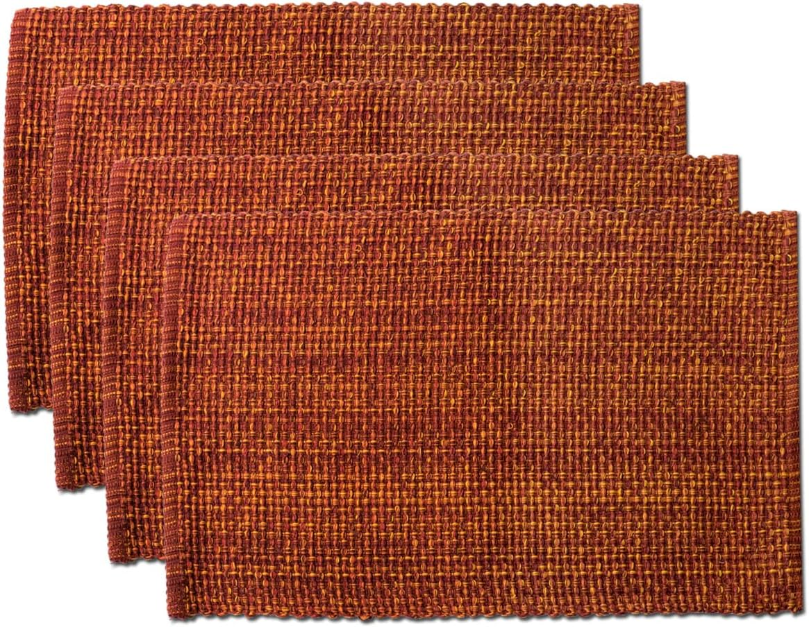 Sweet Home Collection 100% Cotton Placemats for Dining Room Rectangle Two Tone Woven Fabric 13" X 19" Soft Durable Table Mat Set, Set of 6, Turquoise