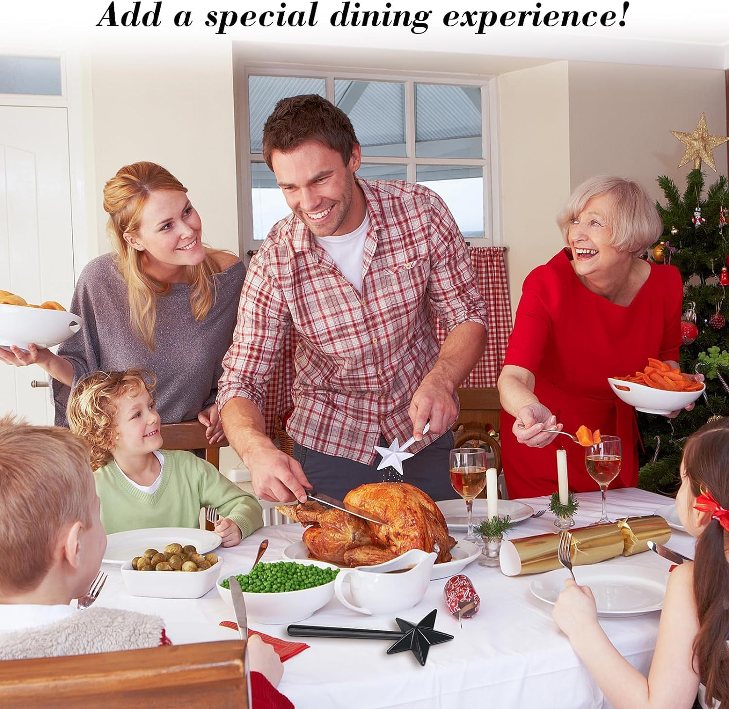 2 Pcs Salt and Pepper Shakers, Magic Star Wand Shaped Seasoning Bottle Refillable Spice Tools Seasoning Container with 3 Holes Kitchen Supplies for Restaurant Decor Party image number 4