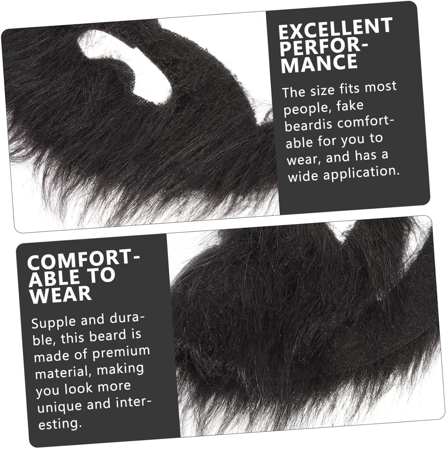 Dense Fake Beard Elastic Band 2Pcs Mustache Toy for Party Halloween Decor Cosplay Fun Props image number 1