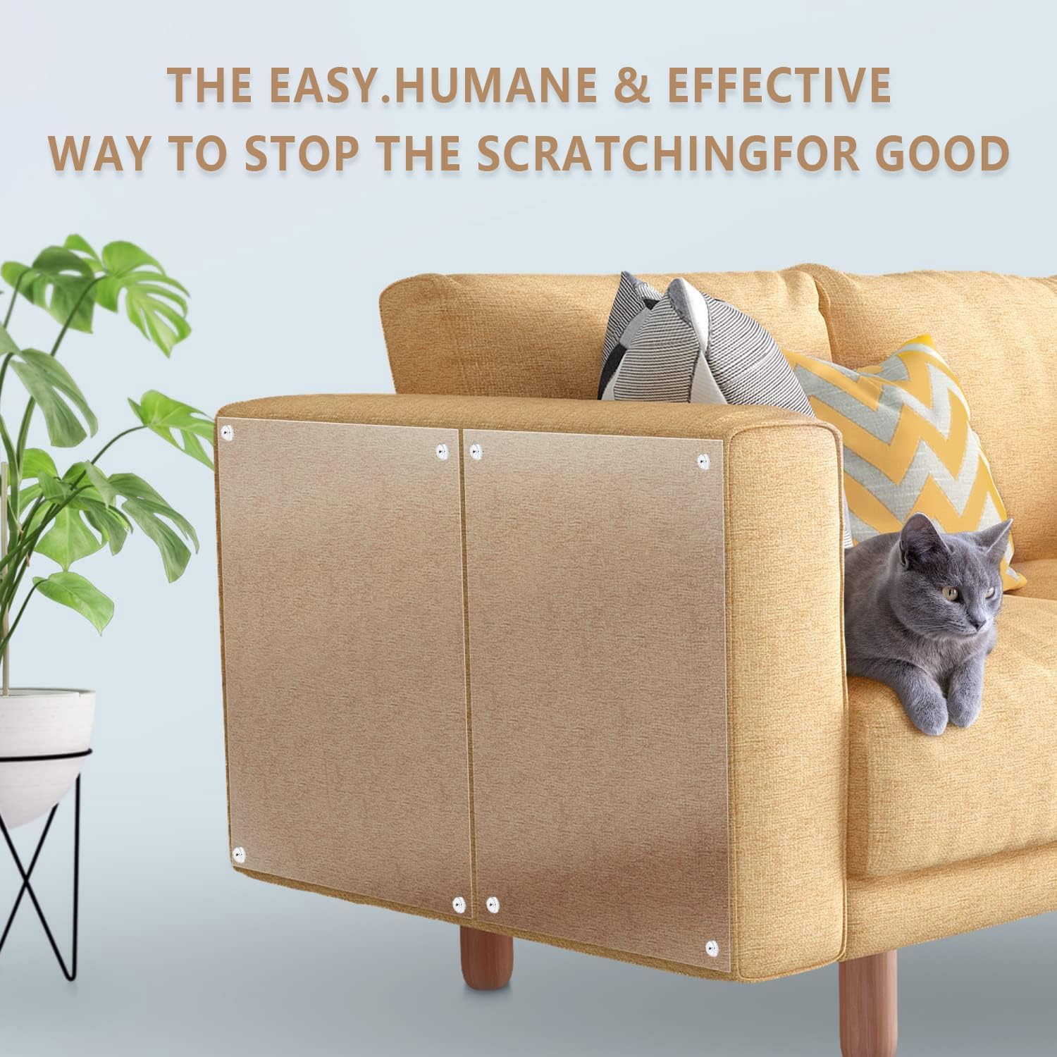 6 Pictures Cat Furniture Protector, Cat Scratch Furniture Protective Film, Transparent Anti-Cat Scratch, Cat Scratch Protective Film, Cat Scratch Protector for Sofas, Mattresses, Car Seats image number 1