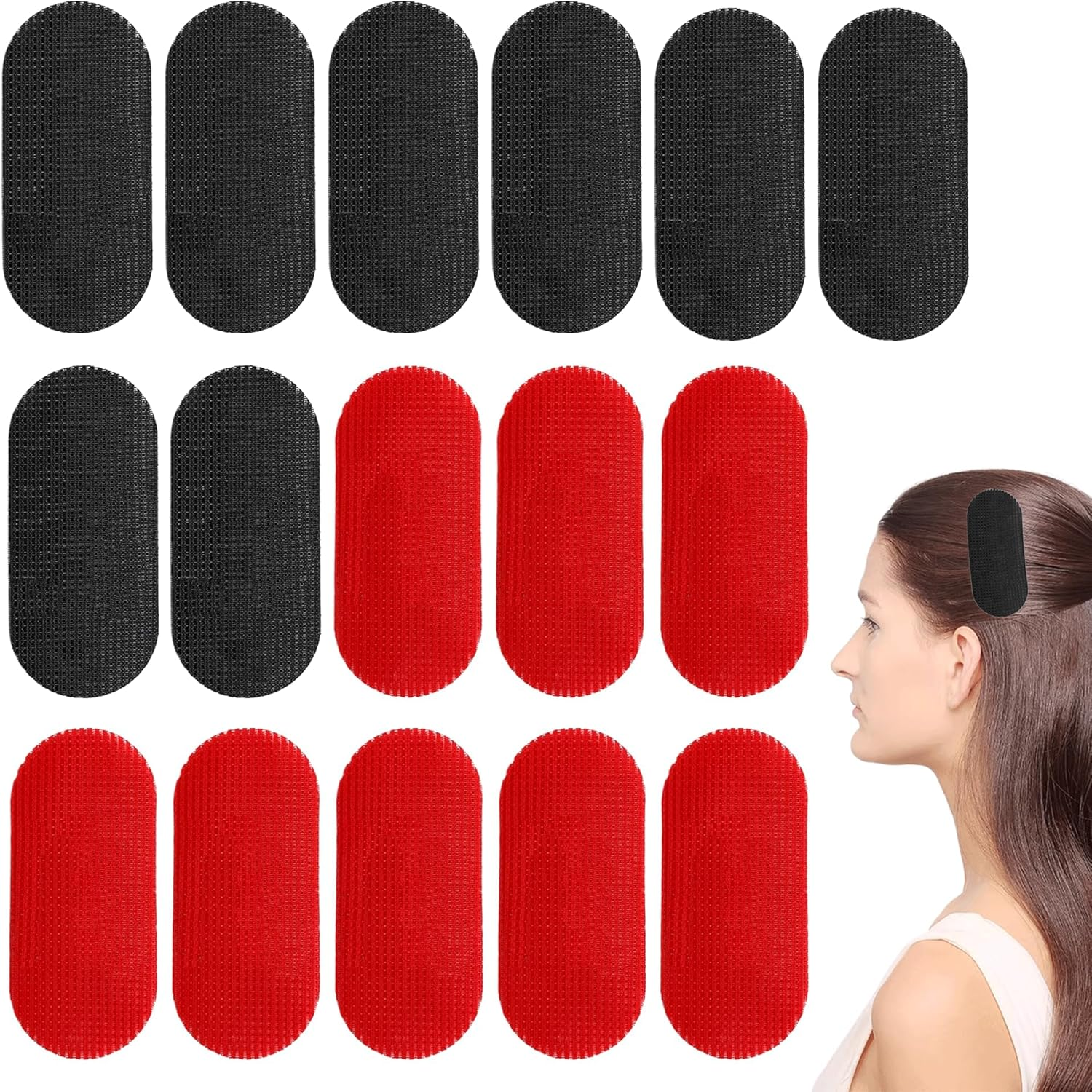 Pack of 16 Hair Holders Hair Fringe Stickers Hair Grippers Barber Pads Non-Slip Hair Grip Hair Clips Hair Cutting Hair Divider Hairdressing Cape for Men and Women Hair Holder (Black Red) image number 1