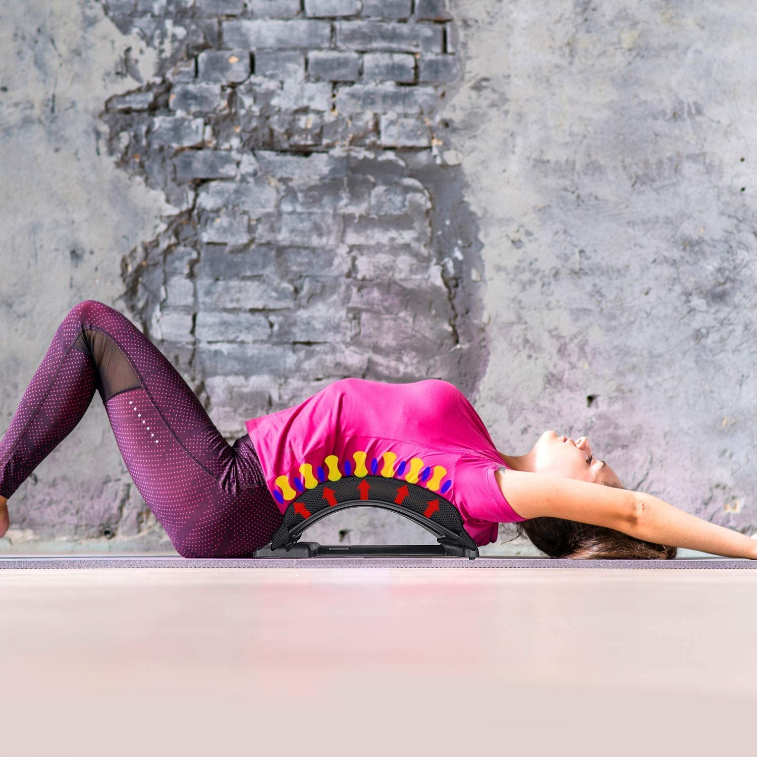 Magic Back Support - 2020 Upgrade Multifunction Back Stretching Device Massager and Memory Foam Lumbar Support Pillow for Office Chair, Lower Back Pain Relief image number 4