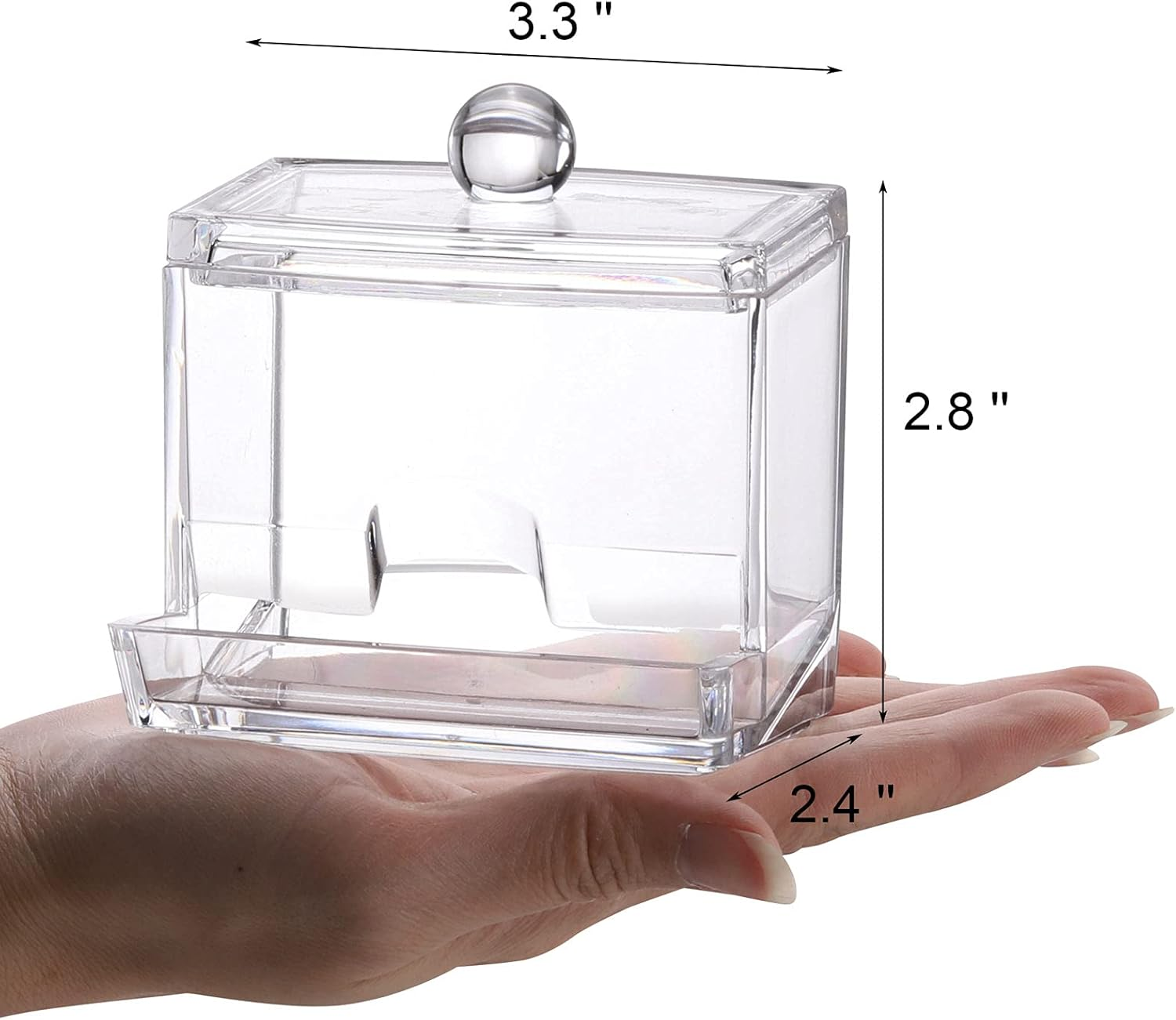 Tbestmax Cotton Swab Holder, Qtip Cotton Buds Dispenser, Square Bathroom Jar Organizer for Storage - Easy Take 1 Pcs image number 5