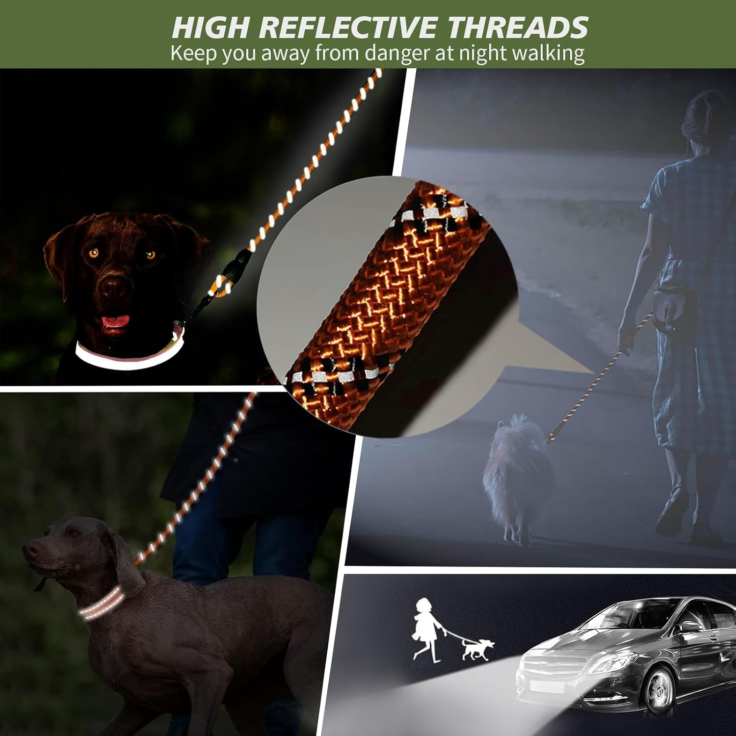 Premium Slip Lead Dog Leash - Heavy Duty 2M Rope Leash with Adjustable Slipknot, Thick & Sturdy Training Lead for Dogs/Puppies, No-Pull Pet Walking (Orange) image number 4