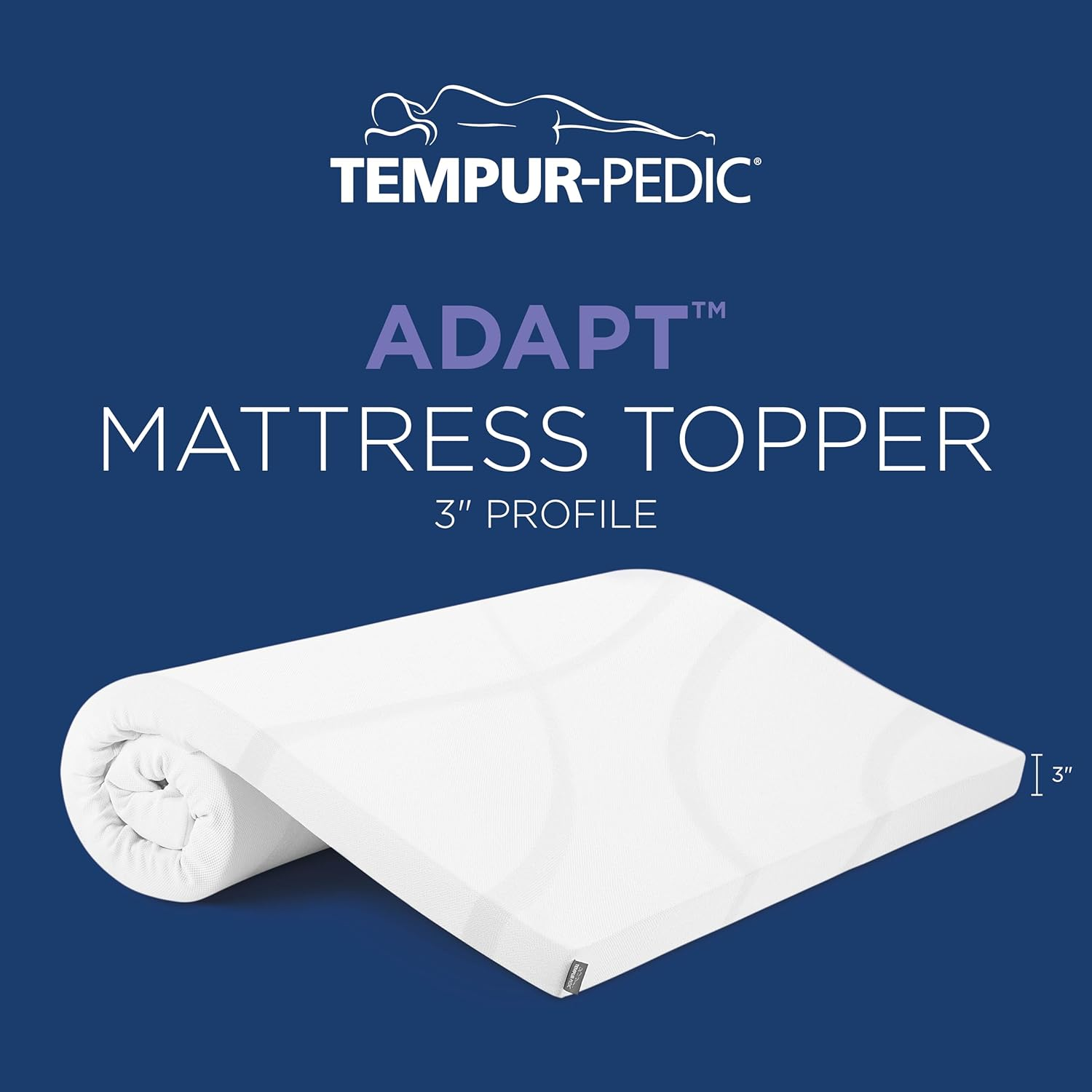 Tempur-Adapt (Supreme) 3" Memory Foam Mattress Topper, Queen,White image number 5