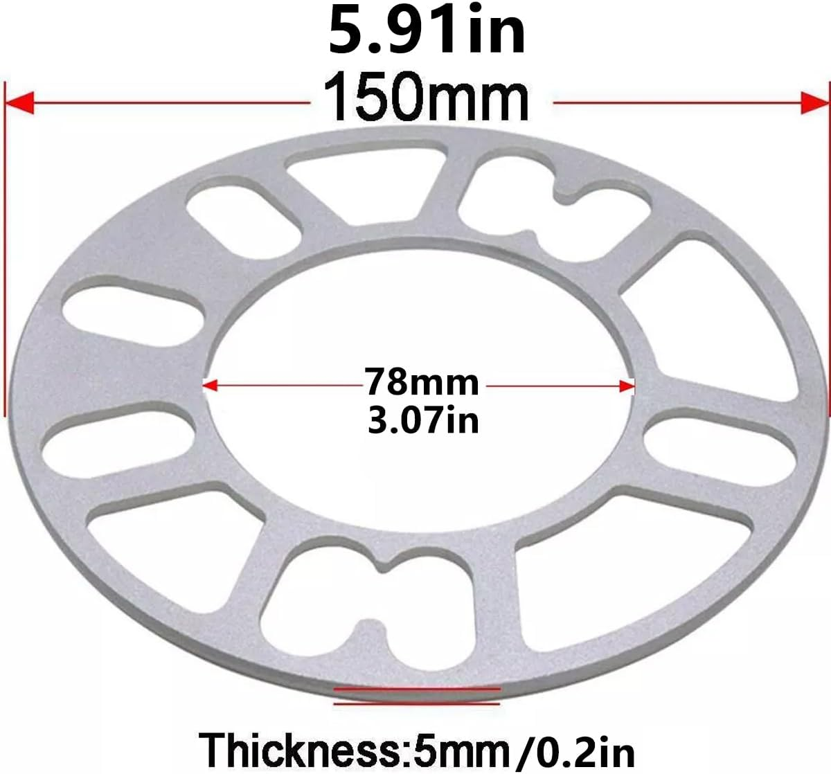 AIMALL 4PCS 5Mm Aluminium Alloy Wheel Spacer for Car Hub Modification 150Mm OD 78Mm Centre Bore Flange Gasket 4/5/6 Lug Universal Fit for Wheel ET Adjustment Silver image number 1