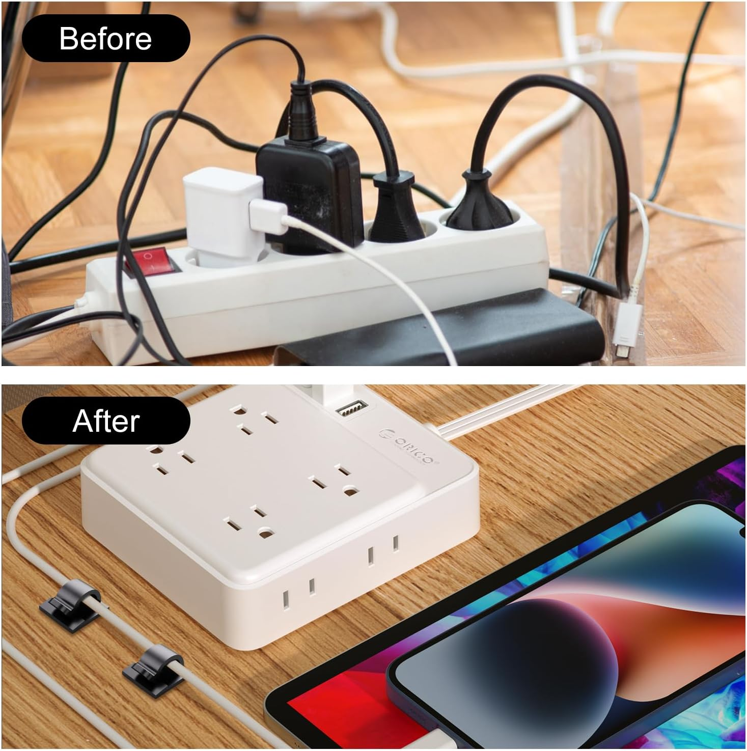 100 Pcs Adhesive Cable Clips, Cable Management for Walls, under Tables, Christmas Lights, Cars, Dash Cams, Ethernet, Electronics(Black)