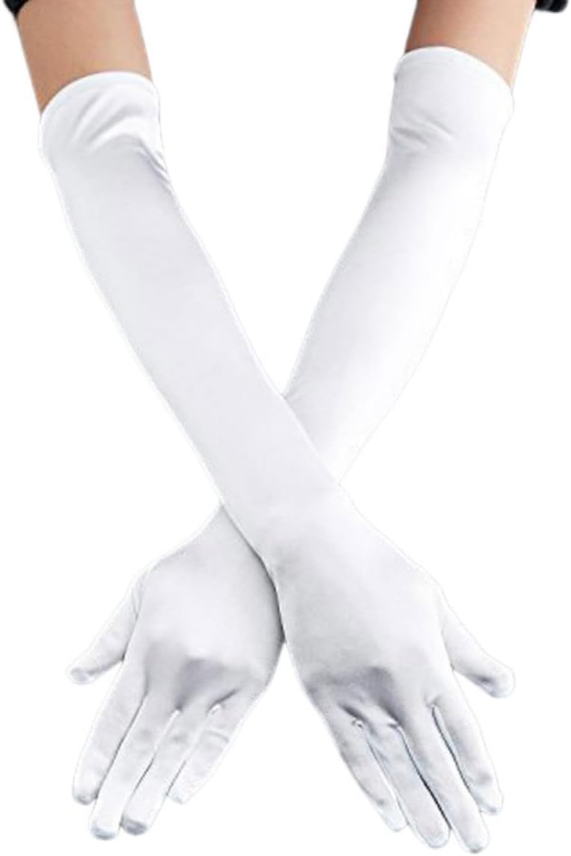 Costume Bay 1920S Flapper Gatsby Long Satin Gloves Vintage Roaring Twenties Elegant Accessory Women'S Fashion Glamour Black White Evening Gala Theater Costume