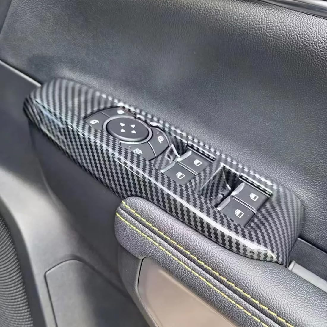 4PCS Carbon Fiber Style Car Window Controls Panel Glass Lift Switch Cover Protector Fit for Ford Ranger Raptor 2022-2024 Interior Accessories image number 4