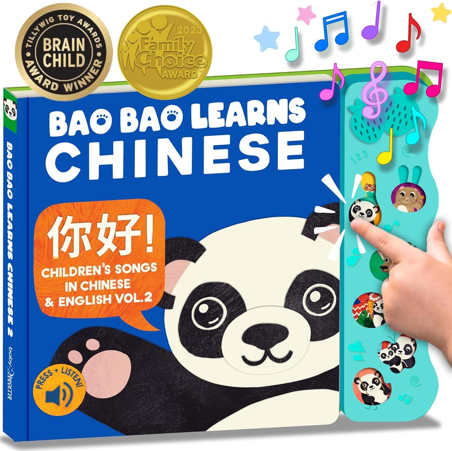 Bao Bao Learns Chinese Learn Mandarin Chinese with Our Music Book of Childrens Songs for Toddlers & Babies; Bilingual Baby Book with Pinyin Interactive Musical Toy for Learning image number 5