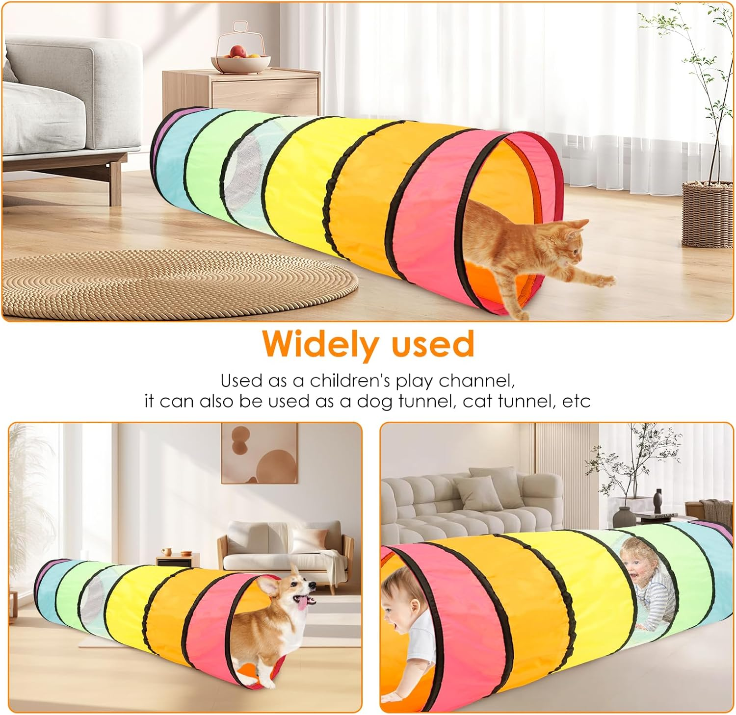 Kids Play Tunnel for Toddlers, Pop up Crawl through Tunnel Play Tent for Baby Infant Children or Pet, with Breathable Mesh Collapsible, Indoor Outdoor image number 4