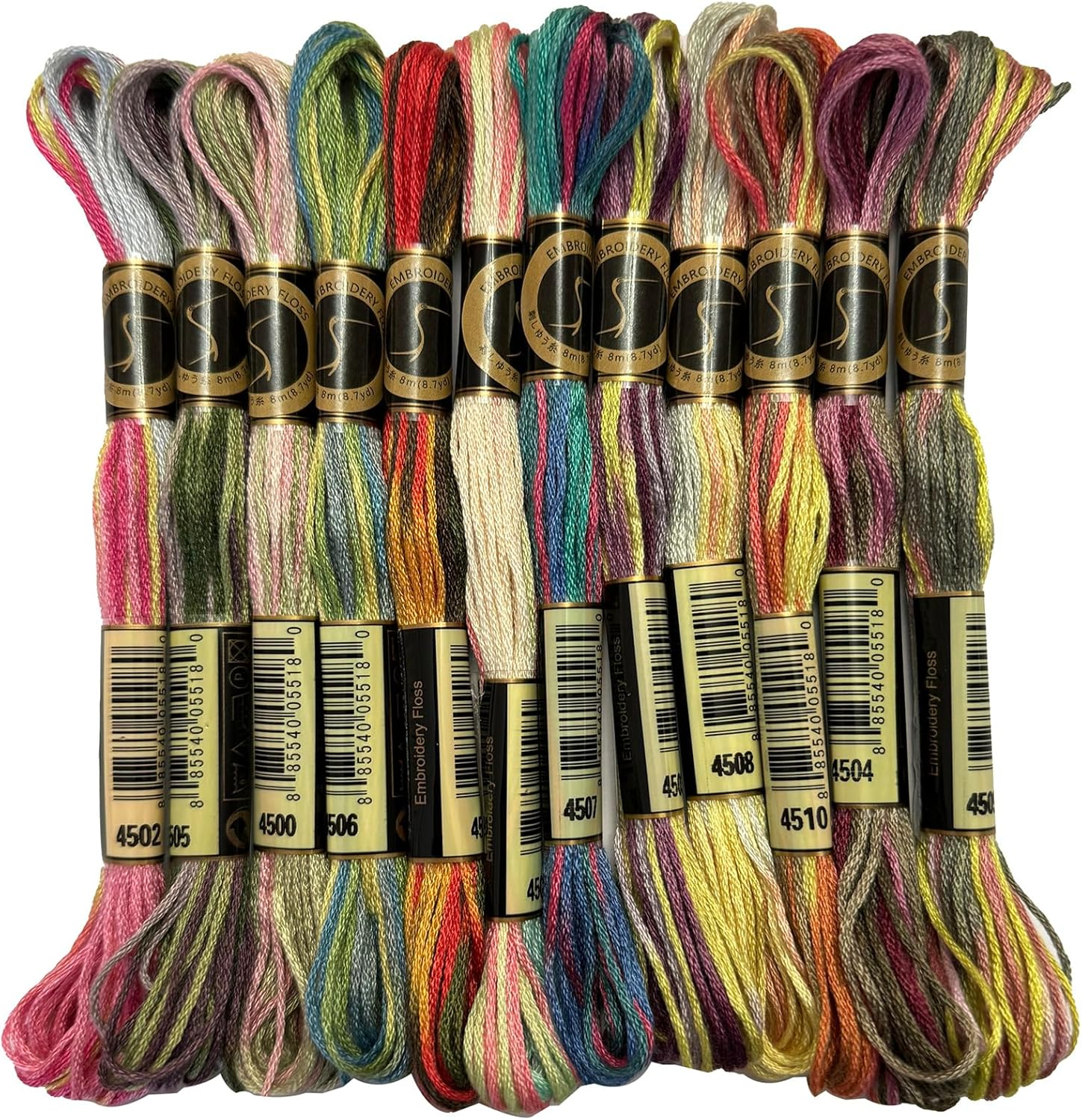 12 Skeins Magical Color Variations Floss Pack Six Strand Embroidery Variegated Cross Stitch Threads, Multi Color Set A image number 1