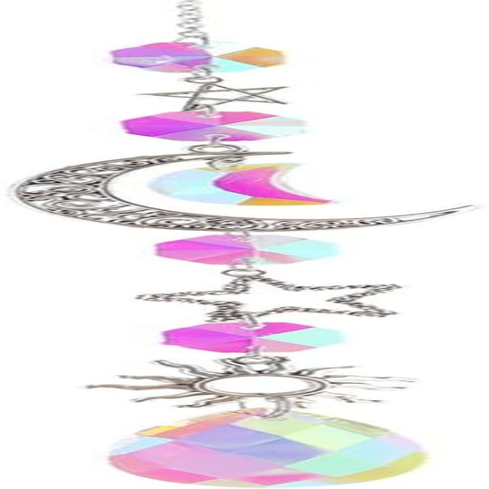 Infantly Bright Colorful Crystal Wind Chime, Moon Sun Light Catcher Diamond Prisms Pendant Dream Rainbow Chaser Maker Hanging Prism Drop Ornament Home Garden Decor Windchime Silver image number 3
