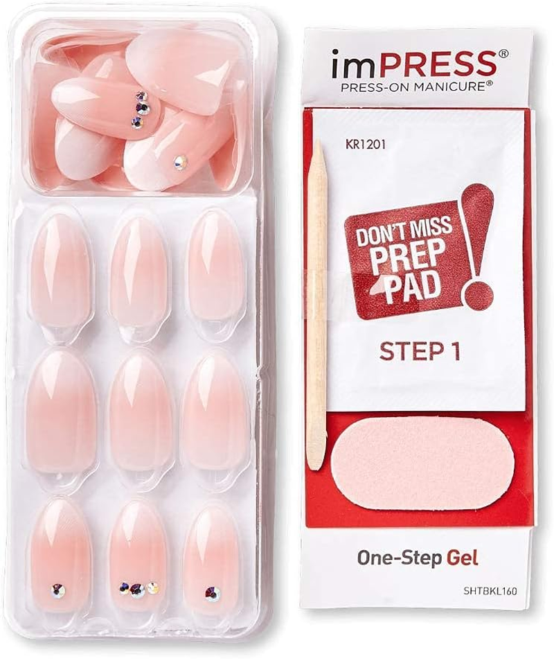 KISS Impress Press-On Manicure, Awestruck, Medium Length Square, with Purefit Technology, Includes Prep Pad, Mini File, Cuticle Stick, and 30 Fake Nails image number 3