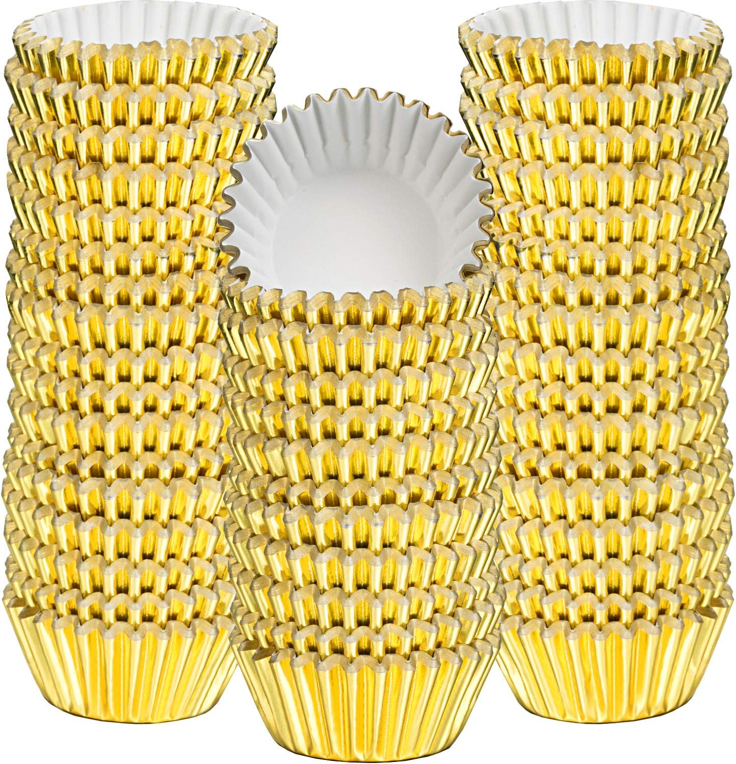 Sumind 400 Pieces Mini Foil Cupcake Liners Baking Cups, Metallic Cupcake Liner for Holiday Baking Muffin and Cupcakes(Red)