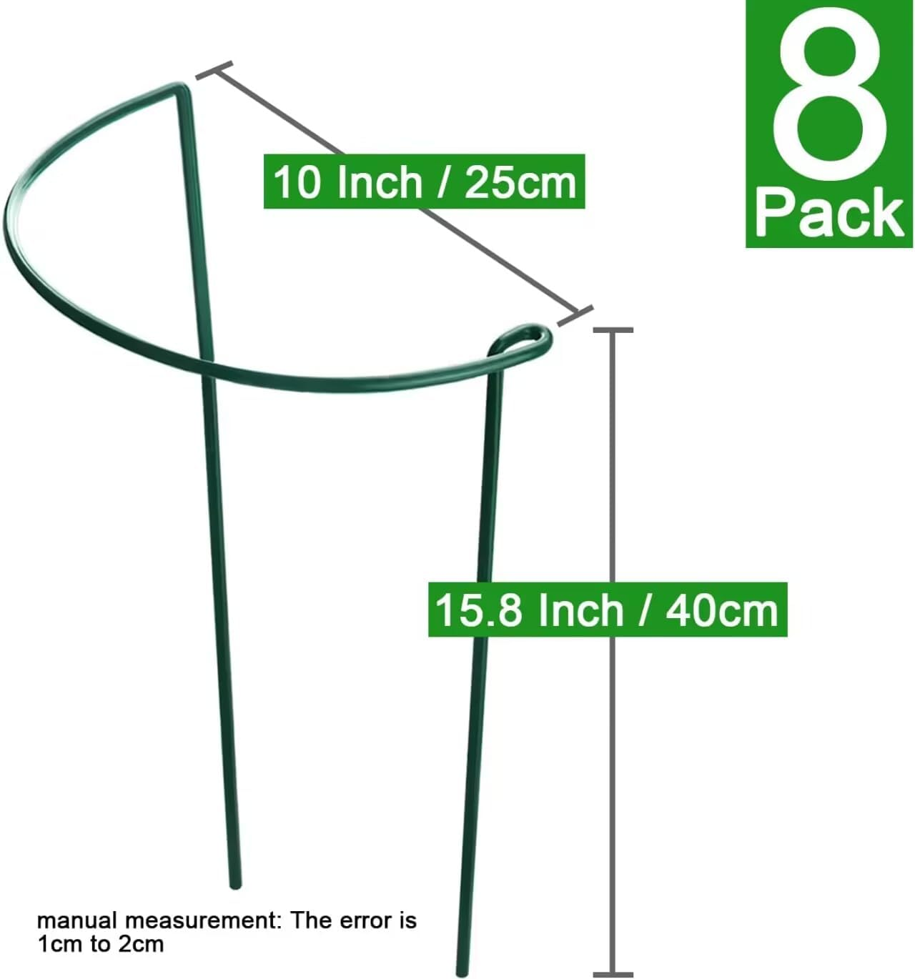 8 Pack Plant Support Stakes, Metal Peony Cages and Supports, Outdoor Garden Stakes Plant Cage, Large Plant Support Rings for Tomato,Rose,Flowers Vine,Indoor Tall Plants (10" W X 15.8" H) image number 4