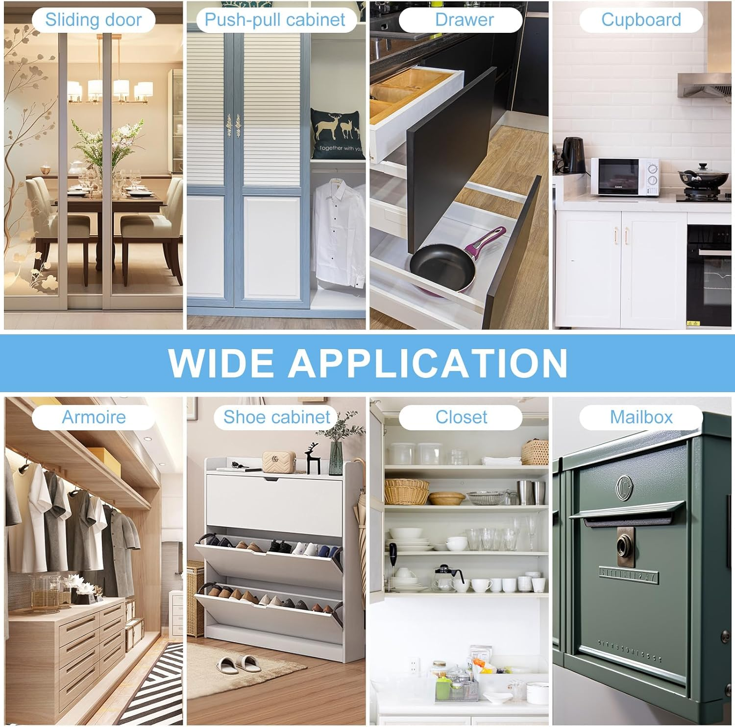 Romon Magnetic Catch Magnets for Cabinet Doors, Pack of 8 Ultra Thin Door Magnets Cupboard Magnets Strong Door Closer Double Magnets Drawers Wardrobe Magnetic Closure for Furniture Cabinet Door image number 6