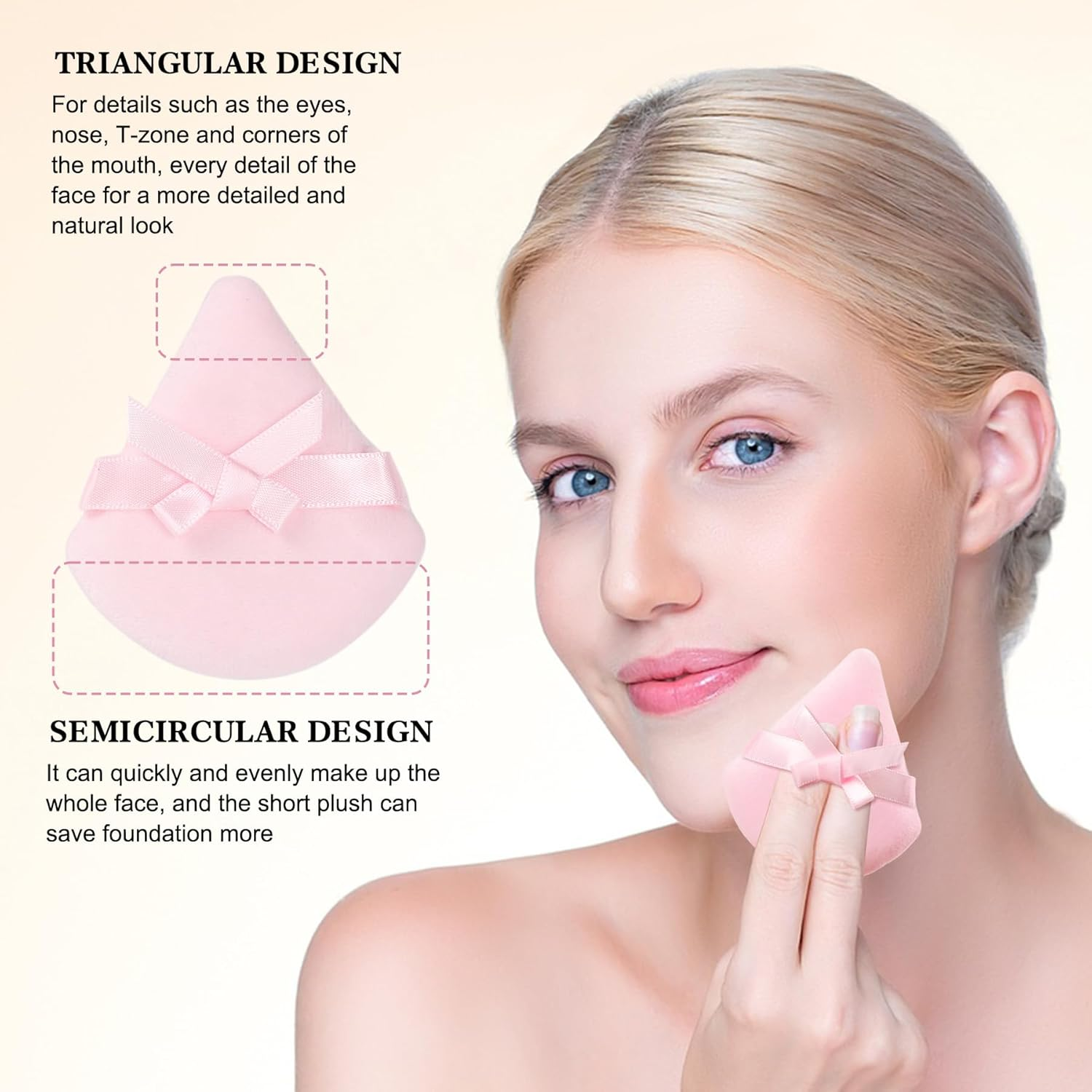 Triangle Powder Puff, 12Pcs Pink, Soft Makeup Sponges with Strap for Loose & Pressed Powder, Foundation Blending, Contouring & Touch-Ups, Reusable Wet & Dry Cosmetic Tools image number 4