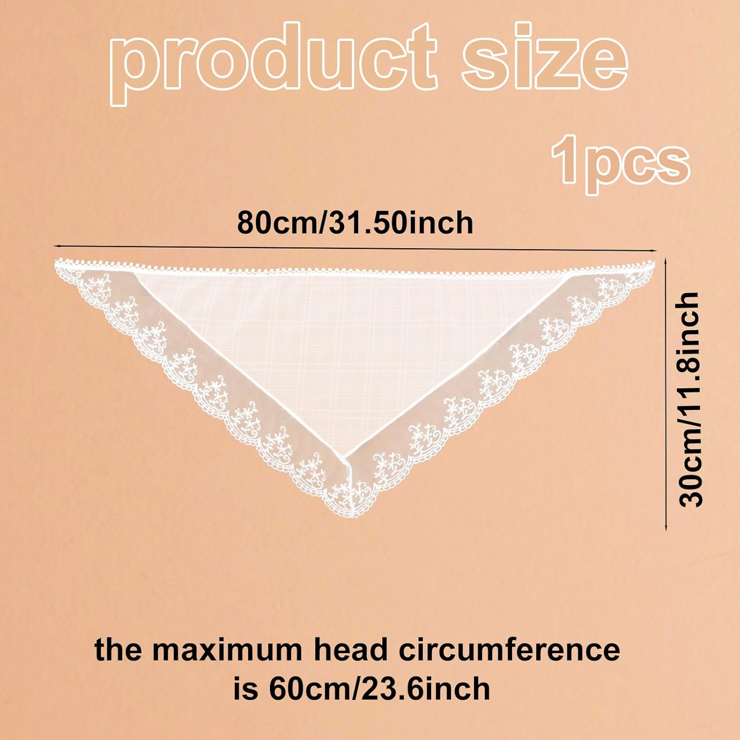 Lace Headband, Stylish Women Beige Lace Hair Scarf Headband Adorable Hair Styling Accessories for Girls Women image number 3