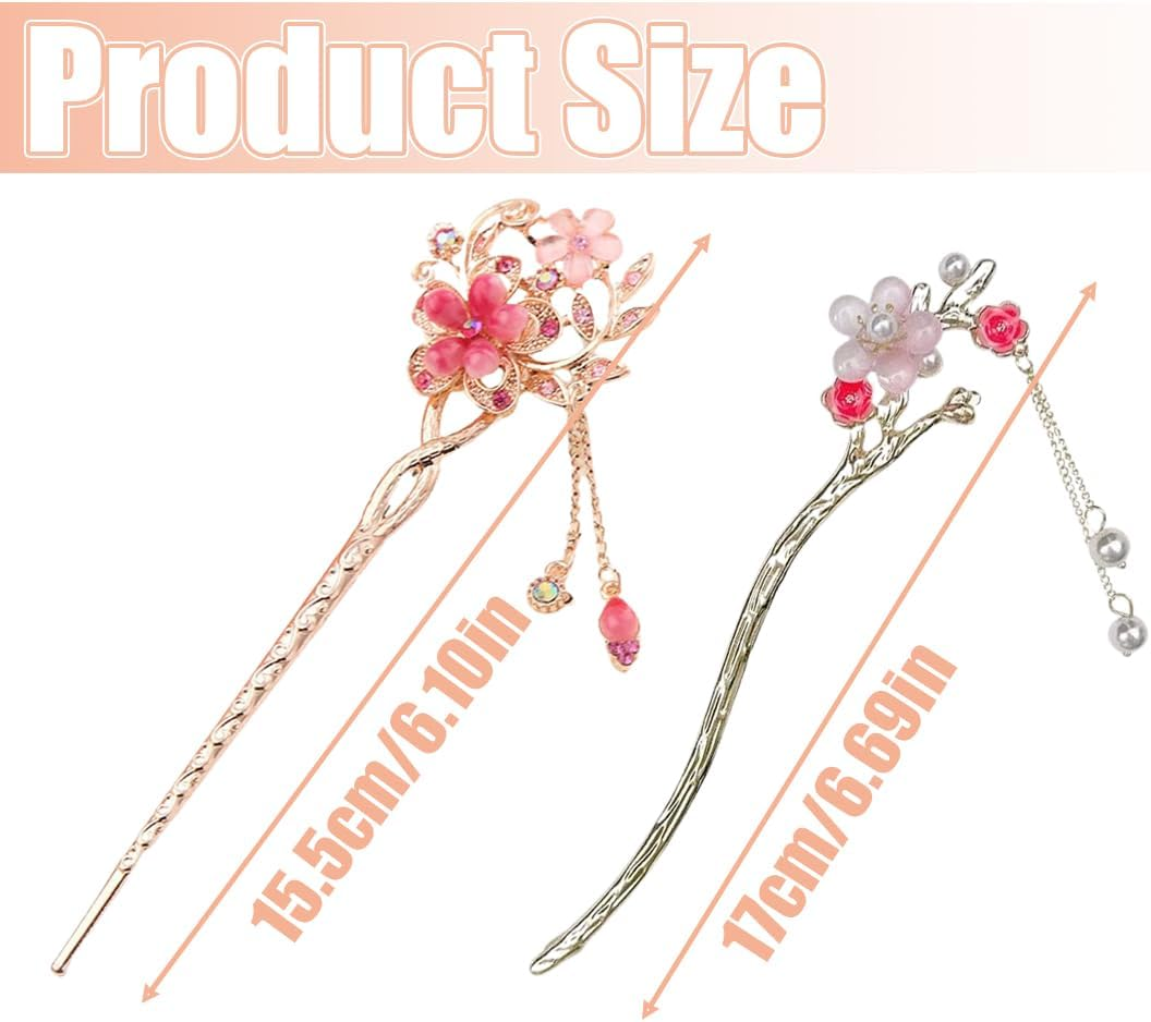 Pack of 2 Vintage Hair Sticks, Chinese Style Women'S Hair Sticks, Elegant, for Solid Hairstyle, Hair Decorative image number 1