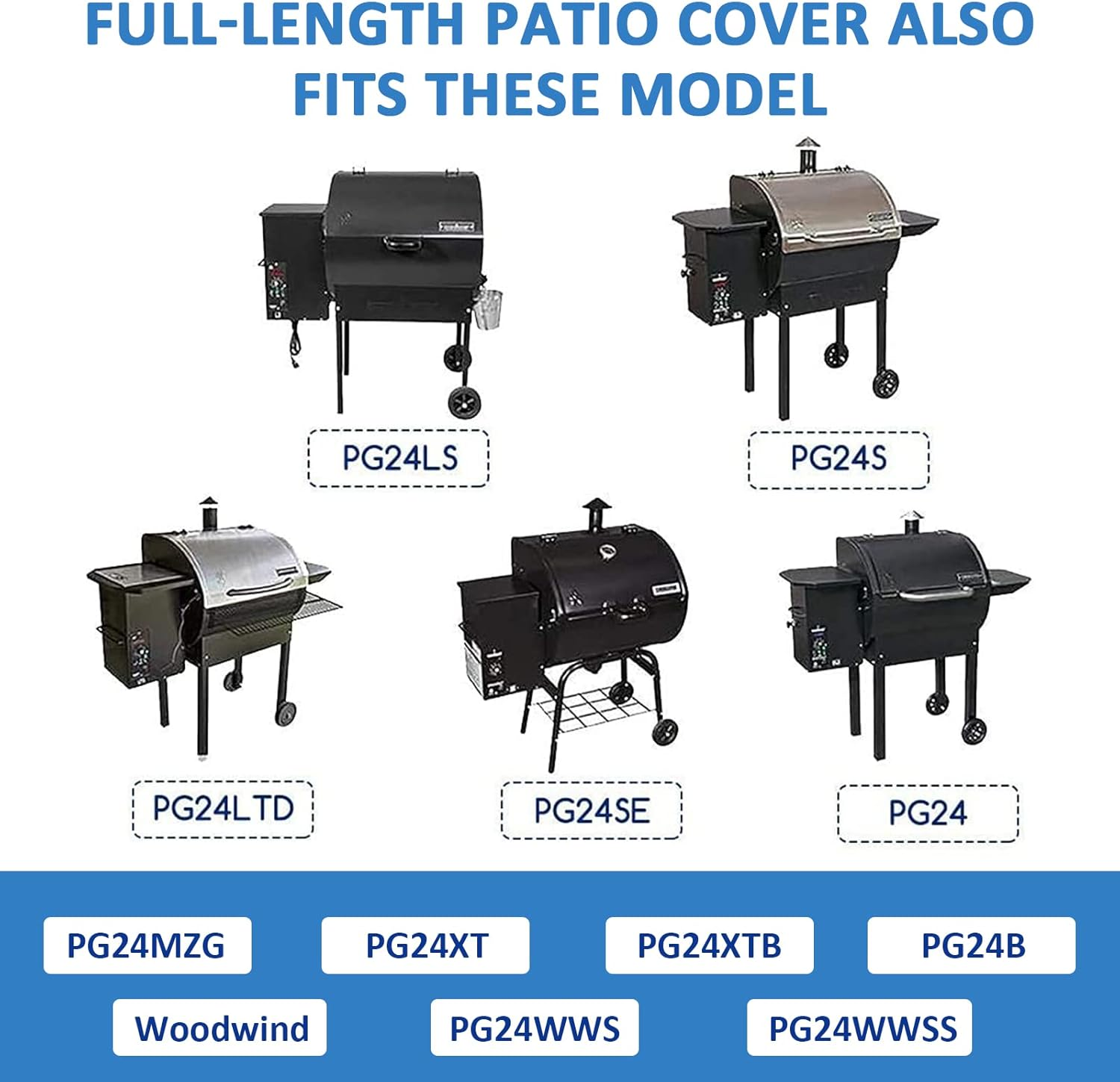 Utheer Pellet Grill Cover for Camp Chef, Full-Length Patio Cover DLX 24", Smokepro 24", PG24, PG24LS, PG24S, PG24SE, PG24LTD, Smokepro DLX, Woodwind Pellet Grills Cover 600D Anti-Uv Waterproof image number 6