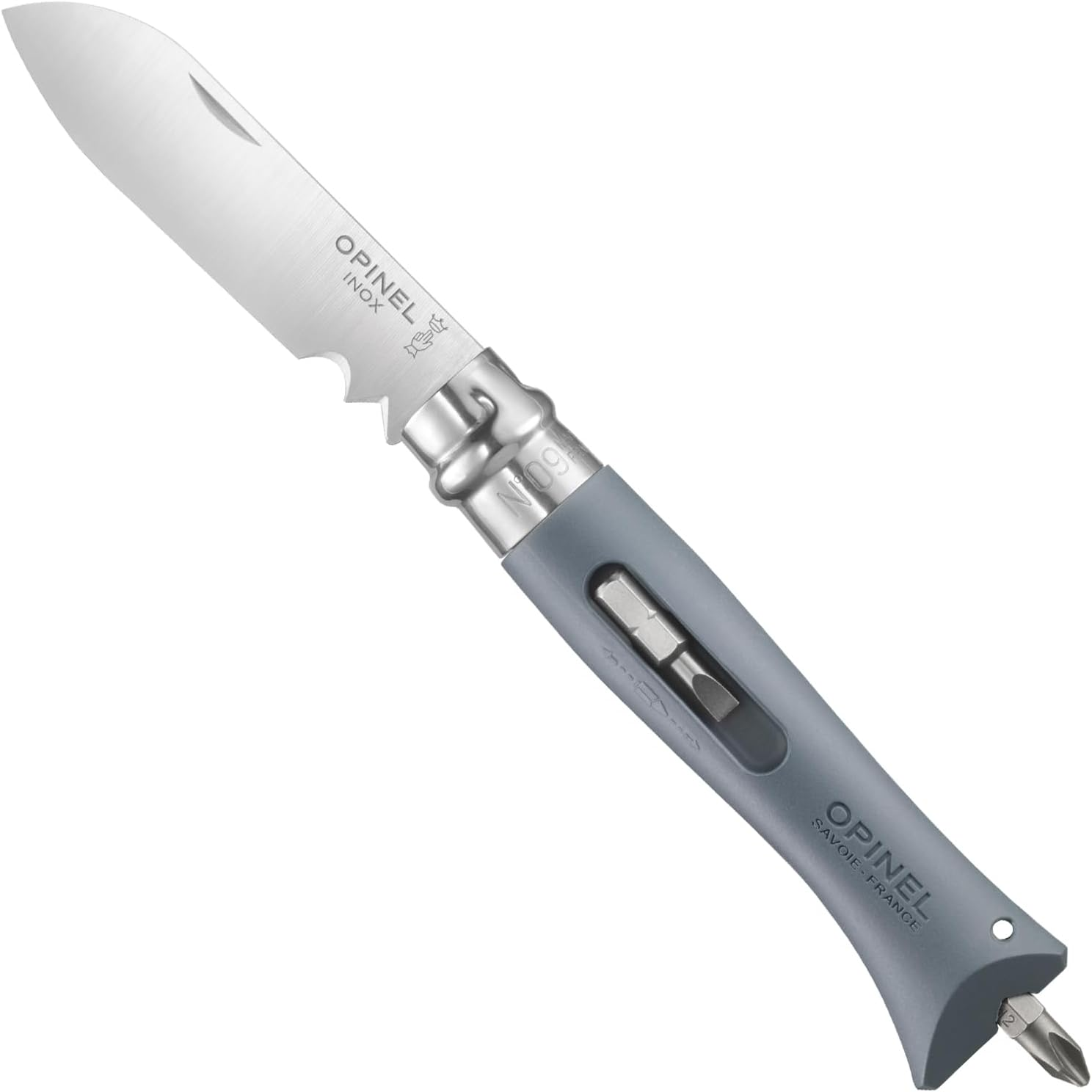 Opinel No.09 DIY - Stainless Steel Folding Pocket Knife and Multi-Tool, Wire Stripper, Screwdriver, Made in France