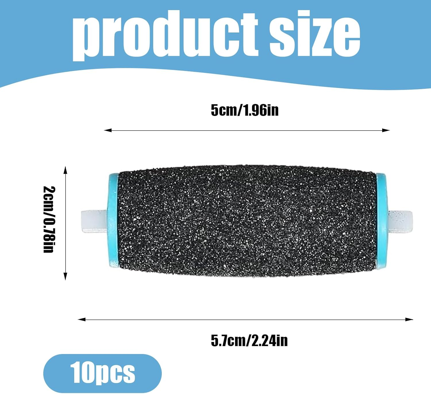 Pack of 10 Replacement Rollers, Callus Remover, Callus Remover Replacement Rolls, Velvet Smooth Rolls, 3 Types of Roughness Coarse for Removing Hard Skin, Pedicure Foot Care Set (Black) image number 6