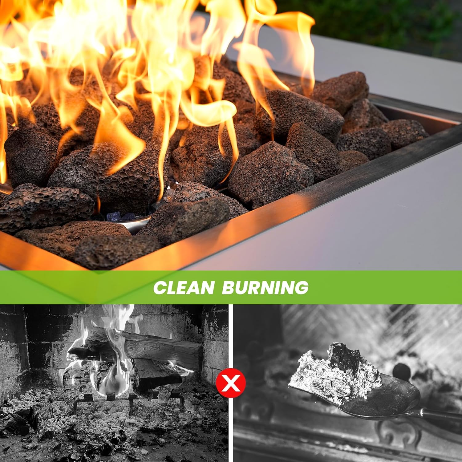 Mr. Fireglass Lava Rock Granules, 2.75"-5" Large Volcanic Lava Rock for for Fire Pits, Fire Bowls, Fire Table and Gas Log Sets, Decorative Landscaping, Indoor & Outdoor Fireplaces - 10 Pounds, Black image number 4