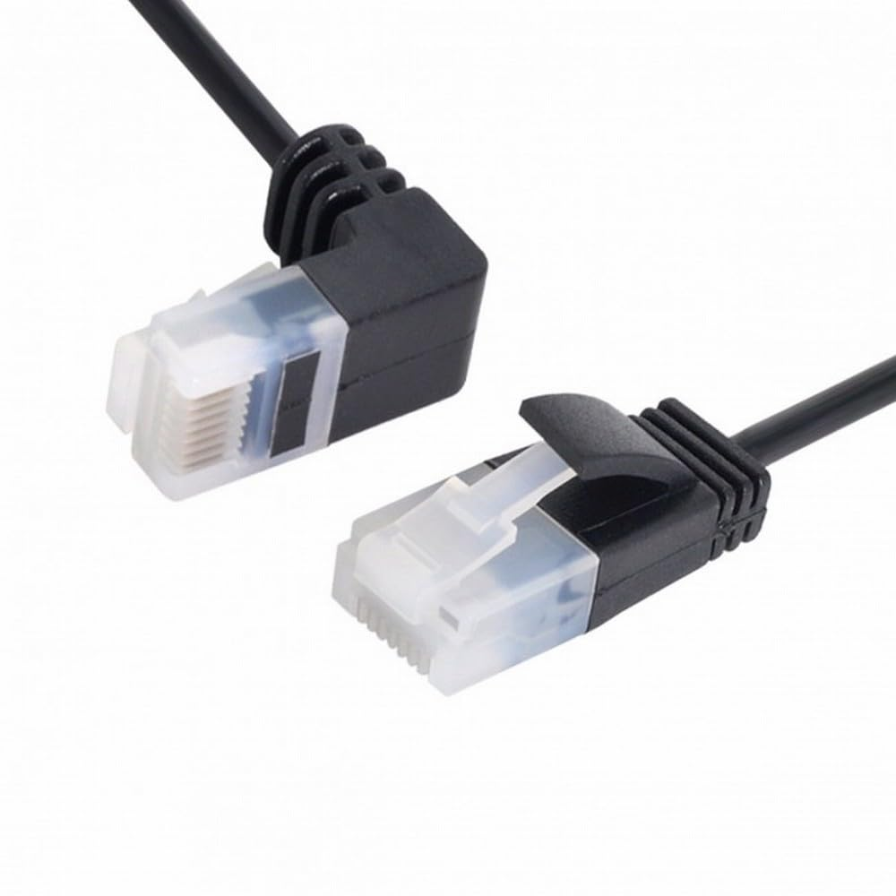 Cablecc Ultra Slim Cat6 Ethernet Cable RJ45 down Angled to Straight UTP Network Cable Patch Cord 90 Degree Cat6A LAN for Laptop Router TV Box 3M image number 4