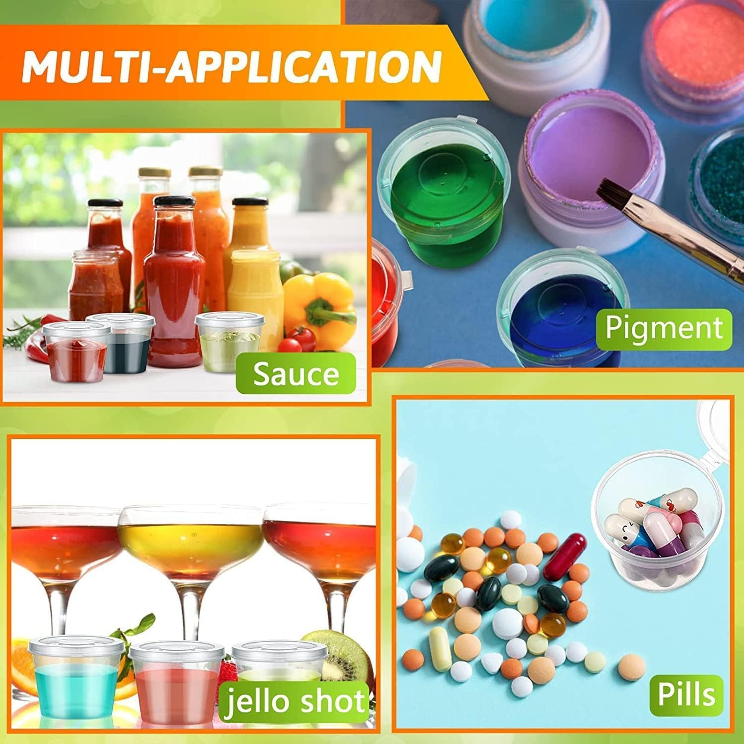 [200 PACK - 1 Oz] round Food Container Pots with Lids, Sauce Pots Reusable Jelly Shot Cups Clear Small Deli Pot Restaurants Takeaways Containers for Small Dips Chutney Ketchup Salads-25Ml image number 6