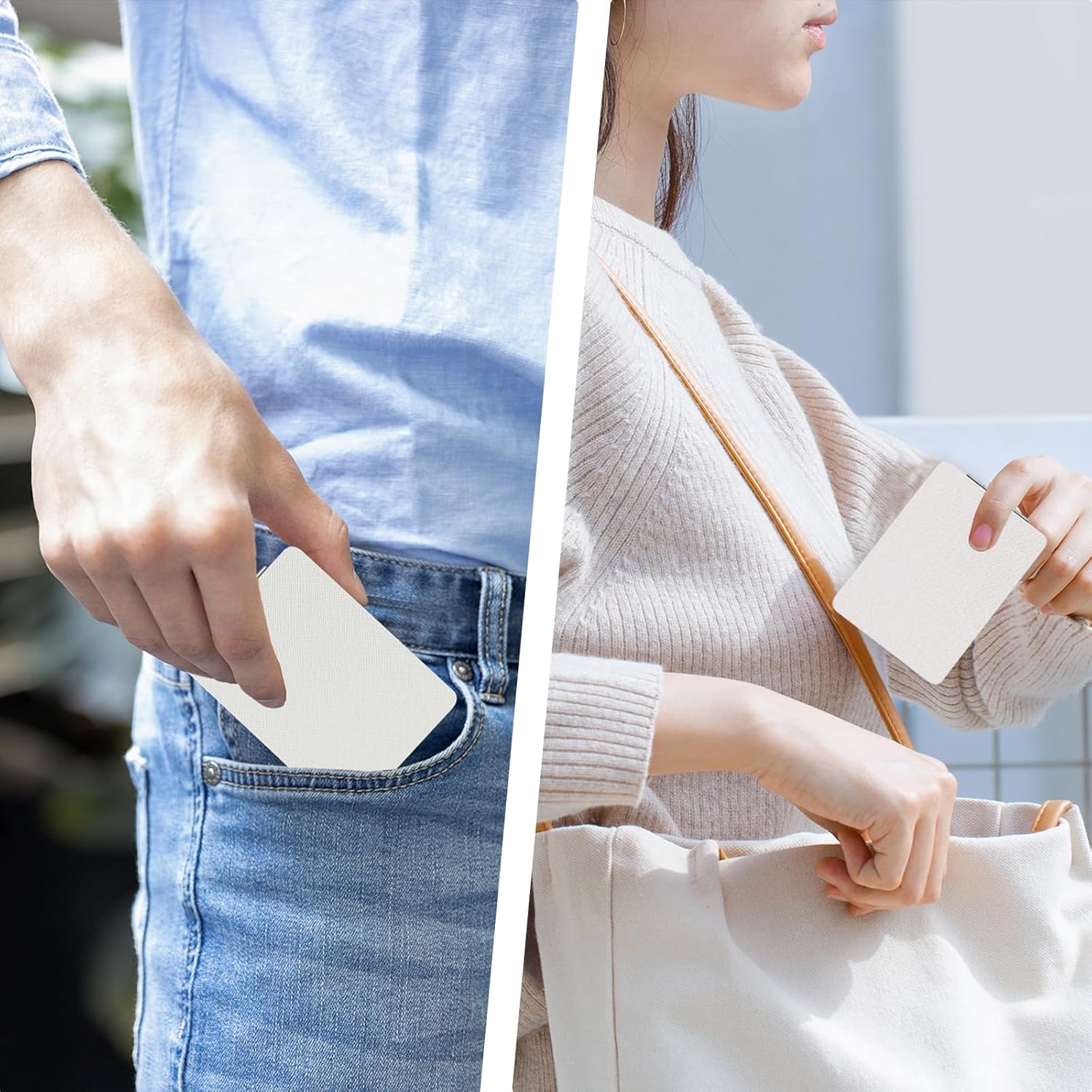 YOLCAR Portable Beauty Mirror with Leather Cover, Double-Sided 1X/2X PU Leather Makeup Small Pocket Mirror, Portable for for Women Home Office - White image number 3