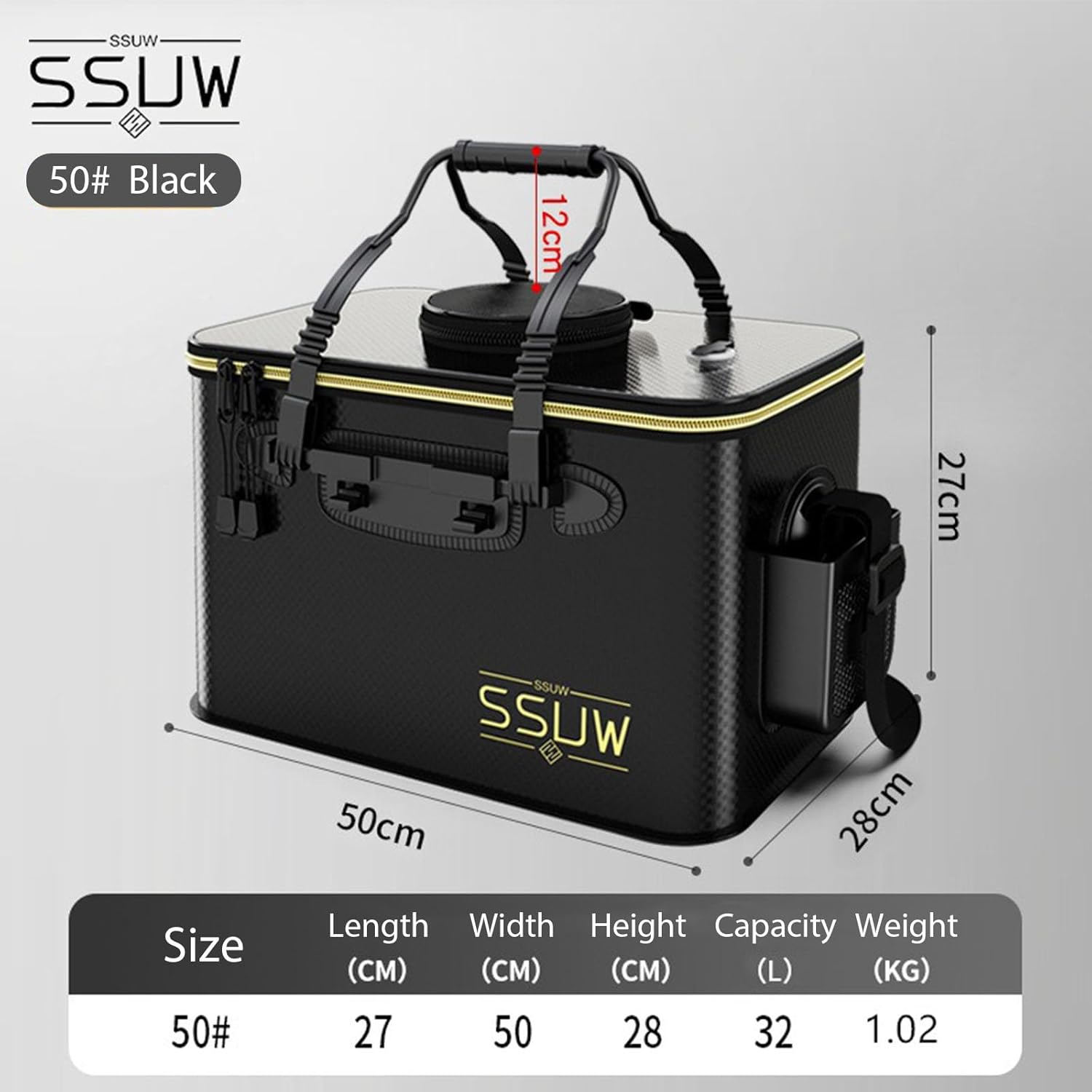 Reelfin Large Floating Fishing Basket Collapsible Multi-Functional Fish Live Lures Bucket Portable Net Quick-Drying Rubber Coated Bait Storage Cage for Minnows, Shrimp, Freshwater (Black Large) image number 5