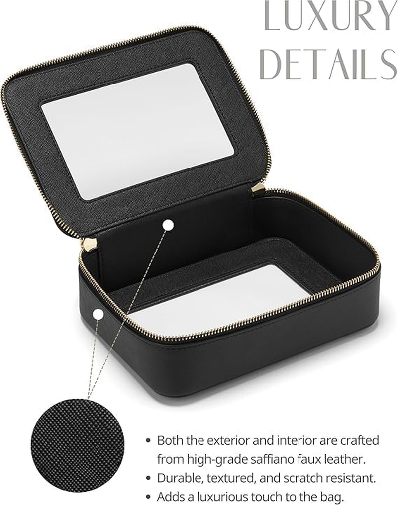 Clear Makeup Bag Travel Cosmetic Case Transparent Toiletry Bag with Zipper, Portable Make up Organizer Traveling Compact Car Bag for Essentials（Black） image number 2