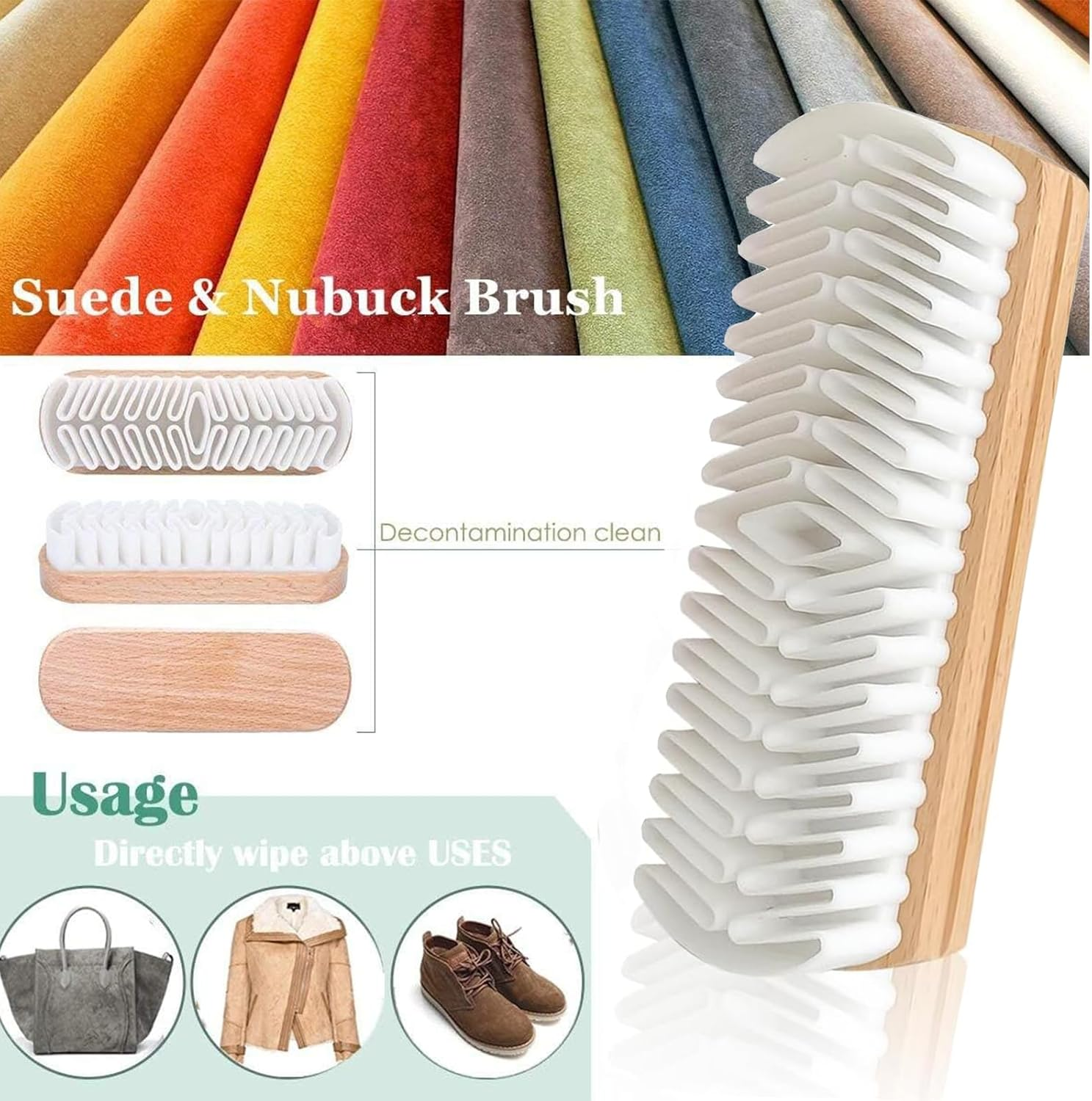 Suede & Nubuck Cleaning Kit by Hard-Wearing Crepe Brush with a Cleaning Eraser,Natural Crepe Wood Brush for Cleaning Shoes, Bags,Clothes and Sofasdecontamination Brushes image number 2