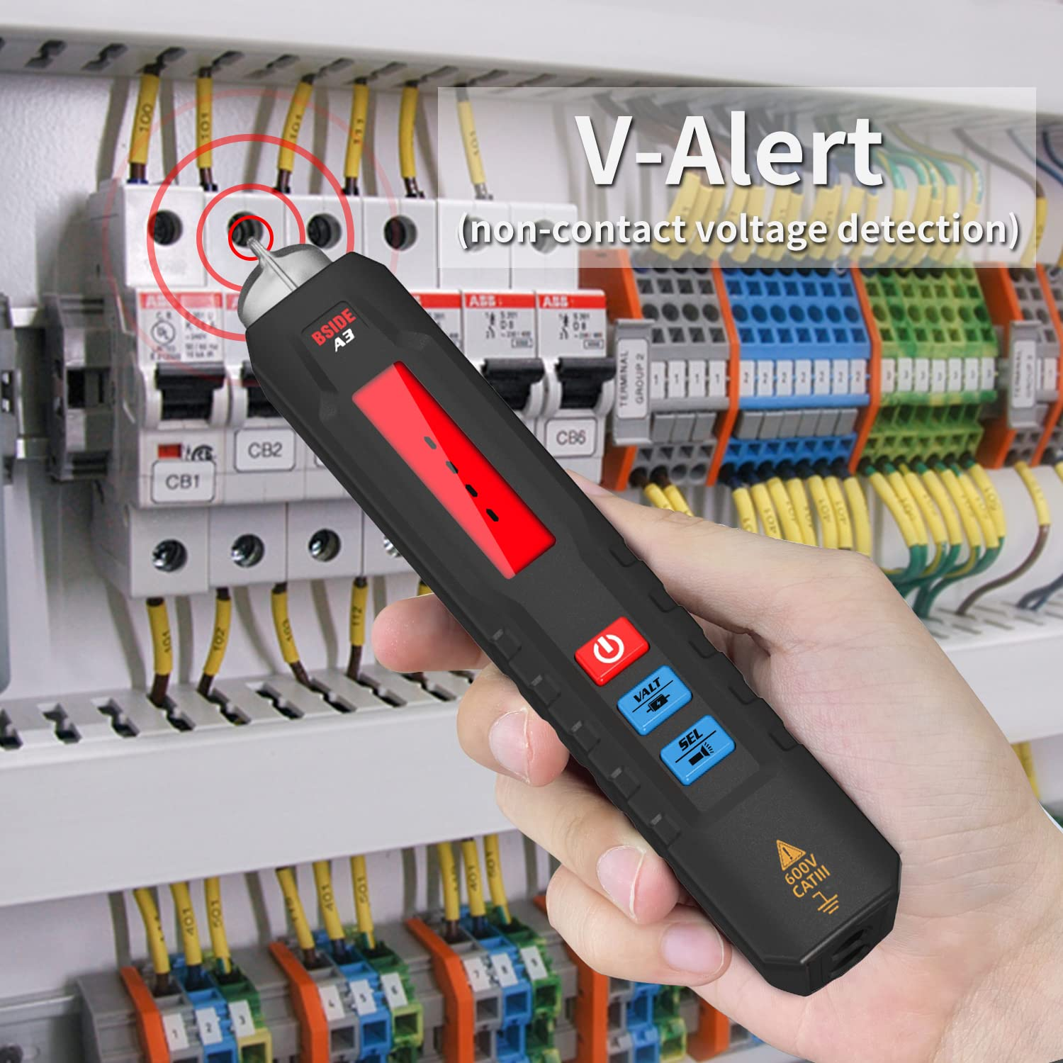 BSIDE Voltage Tester Non Contact Voltage Detector Electrical Circuit Tester Pen, with Test Leads for Capacitance Diode Continuity Resistance Voltage Tester image number 6