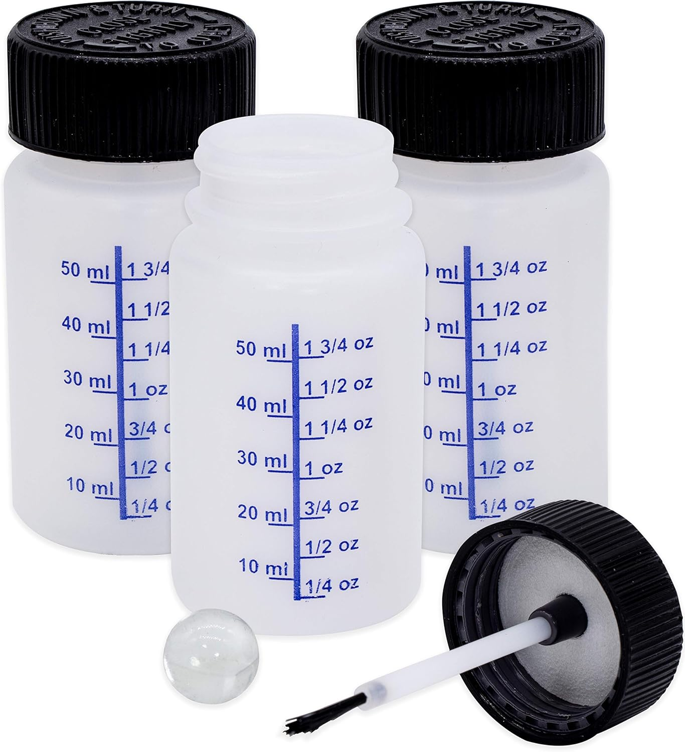 Upper Midland Products Paint Touch up Bottles with Brush, Mixing Ball, Applicator Touchup Leftover Paint Reusable Container Bottle Kit 3 Pack, Clear (PNTBTL3PK) image number 5