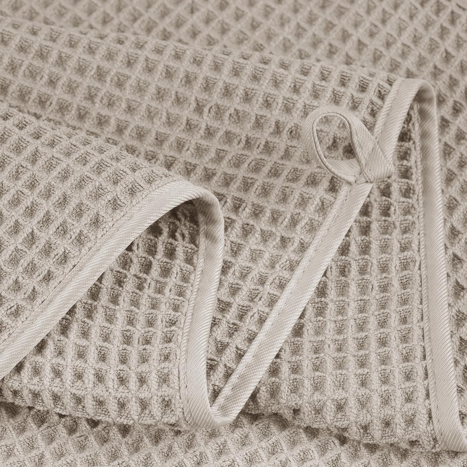 Polyte Microfibre Oversize, 76 X 152 Cm, Quick Dry Lint Free Bath Towel Set, 6 Piece (Beige, Waffle Weave) - Blue image number 5