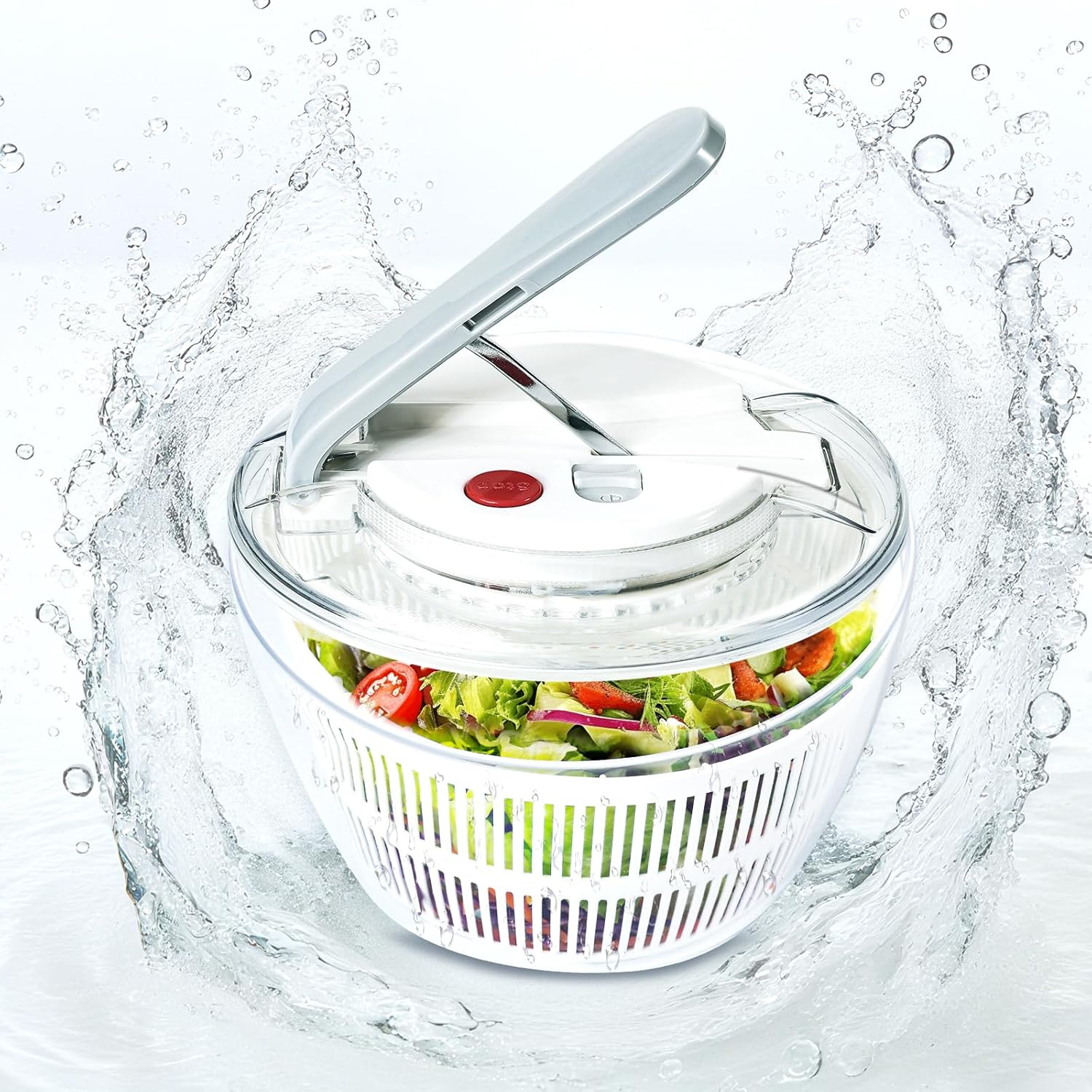 5L Salad Spinner, One-Handed Easy Press Large Lettuce Spinner Plastic Fruit and Vegetable Wash, Food Cleaner Salad Cleaner Lettuce Washer, Non-Slip Base, Large Colander Salad Dryer Bpa-Free image number 2