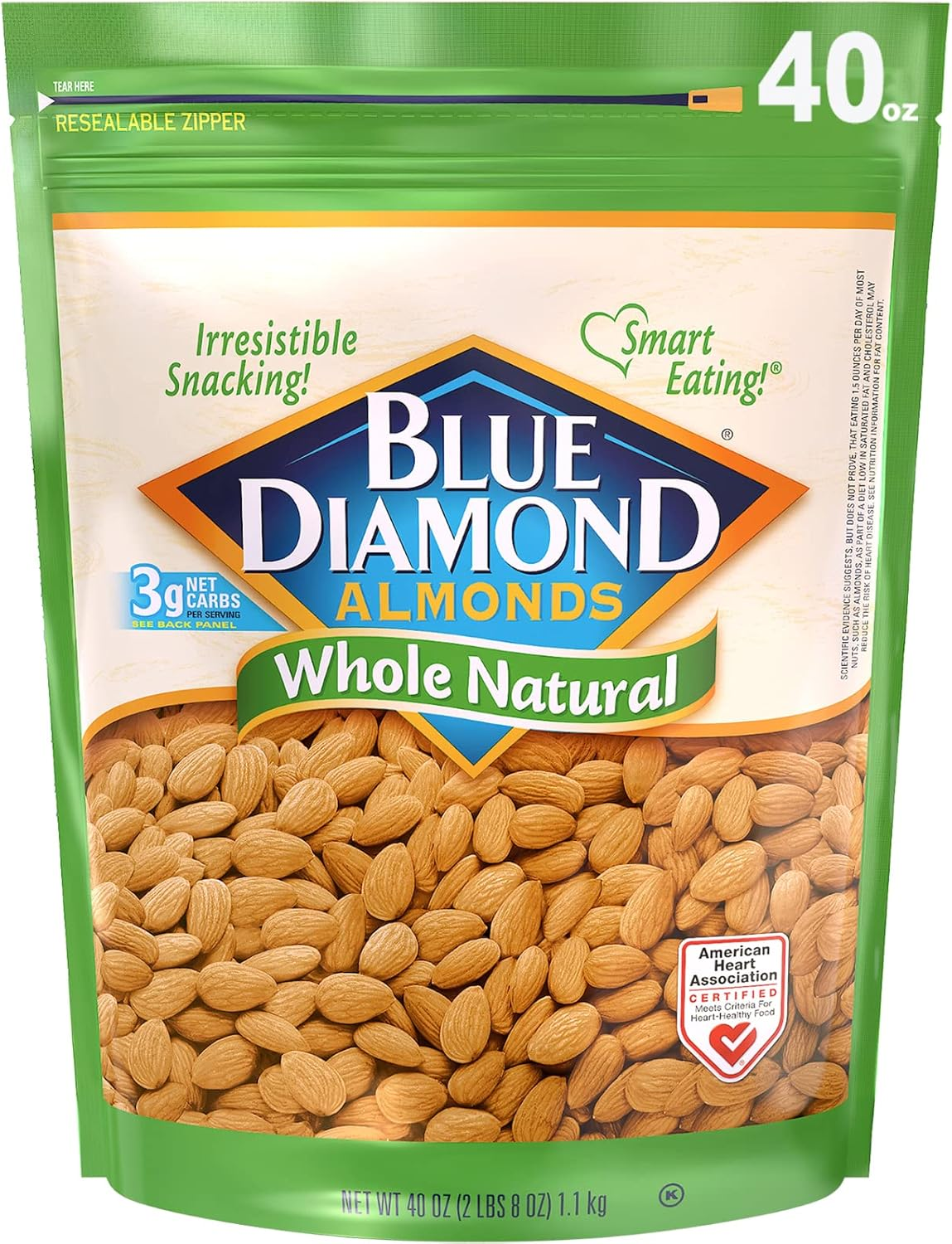 Blue Diamond Raw Whole Natural Almonds 1.1 Kg image number 2