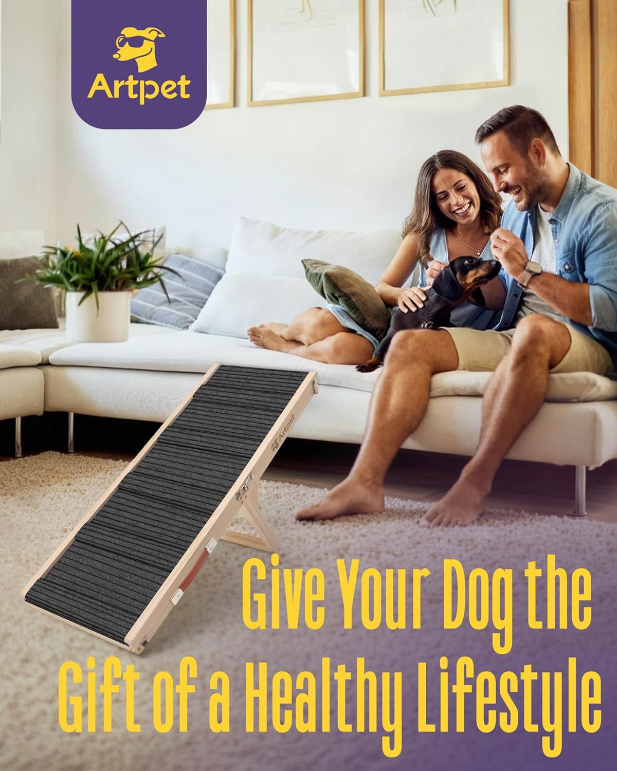Dog Ramps for Small Dogs Folding Dog Ramp for Couch Bed Portable Pet Ramp for Cats Adjustable Height 21&rdquo;, up to 35Lbs image number 5